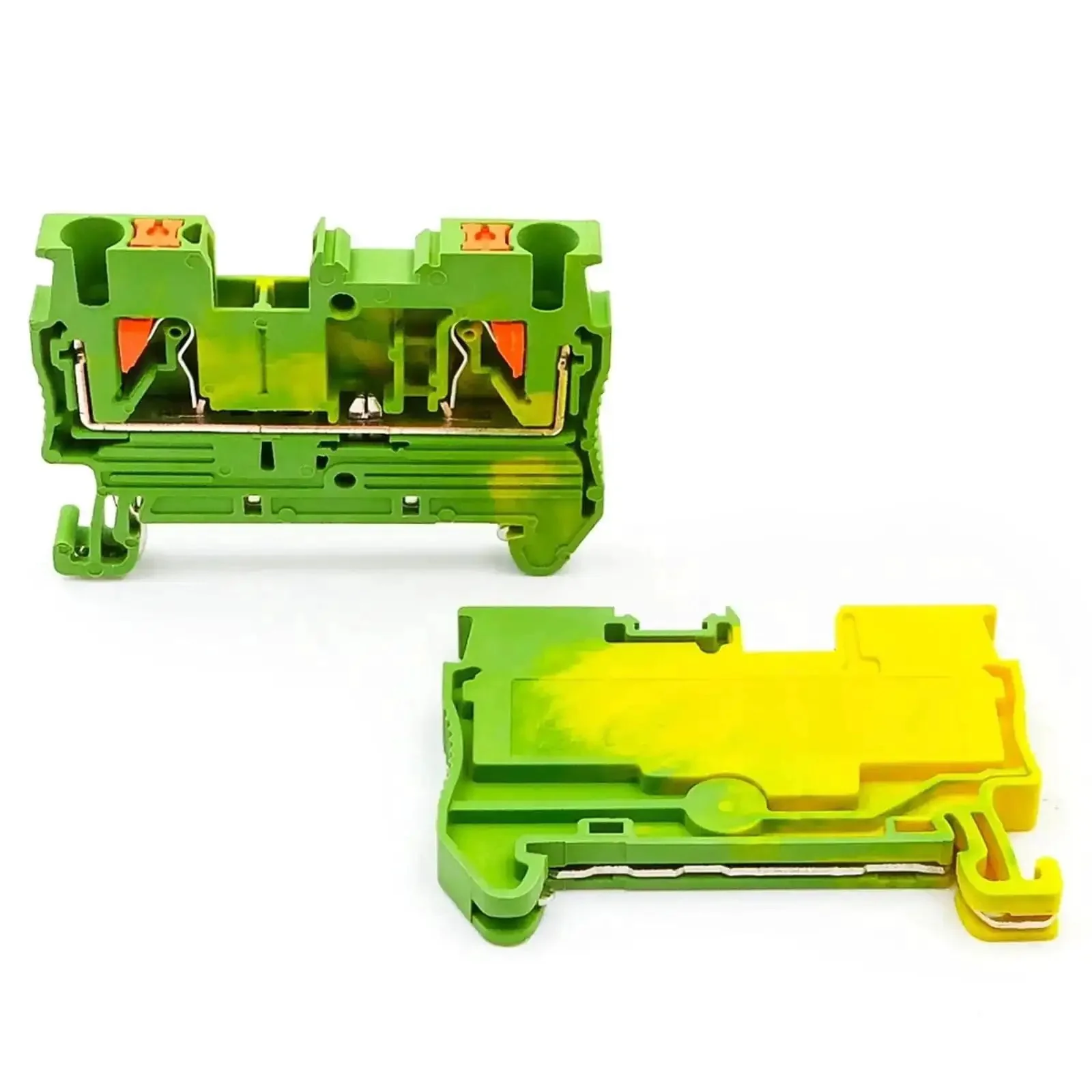 10 Pack Grounding Terminal Block 2.5mm2 DIN Rail With Compact Spring Clamp For Easy Install Rock Solid Wiring And Safe Grounding Across Projects For Control Panels And Industrial Setups