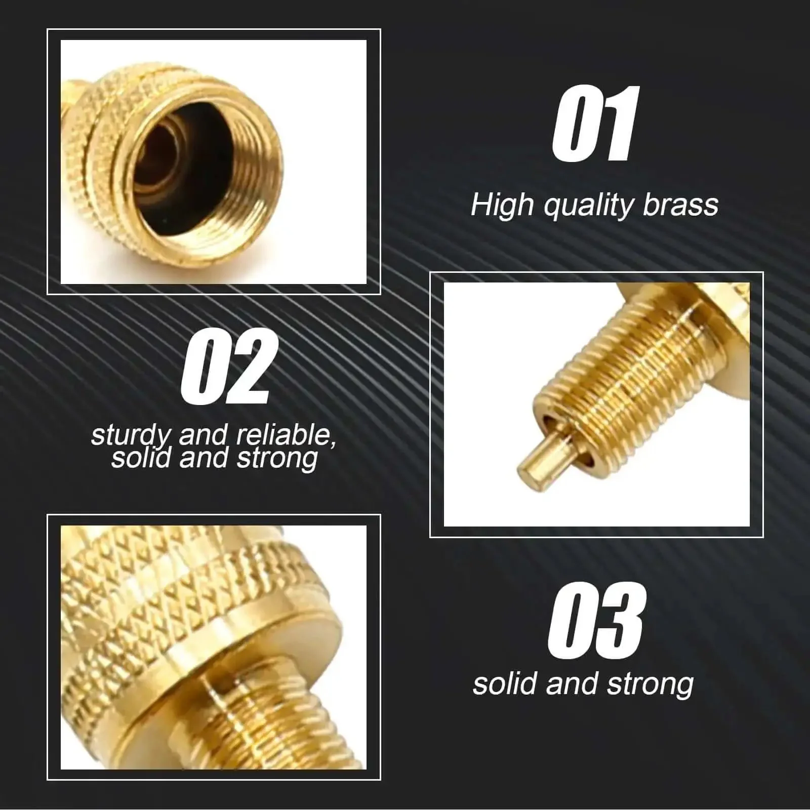 10 Pack Large Bore Tire Valve Adapters External Valve Stem Reducers 22 mm Length Gold Color Built To Last Tire Valve Connector For Cars SUVs Bikes Easy Fit And Leak Proof Performance - Image 3
