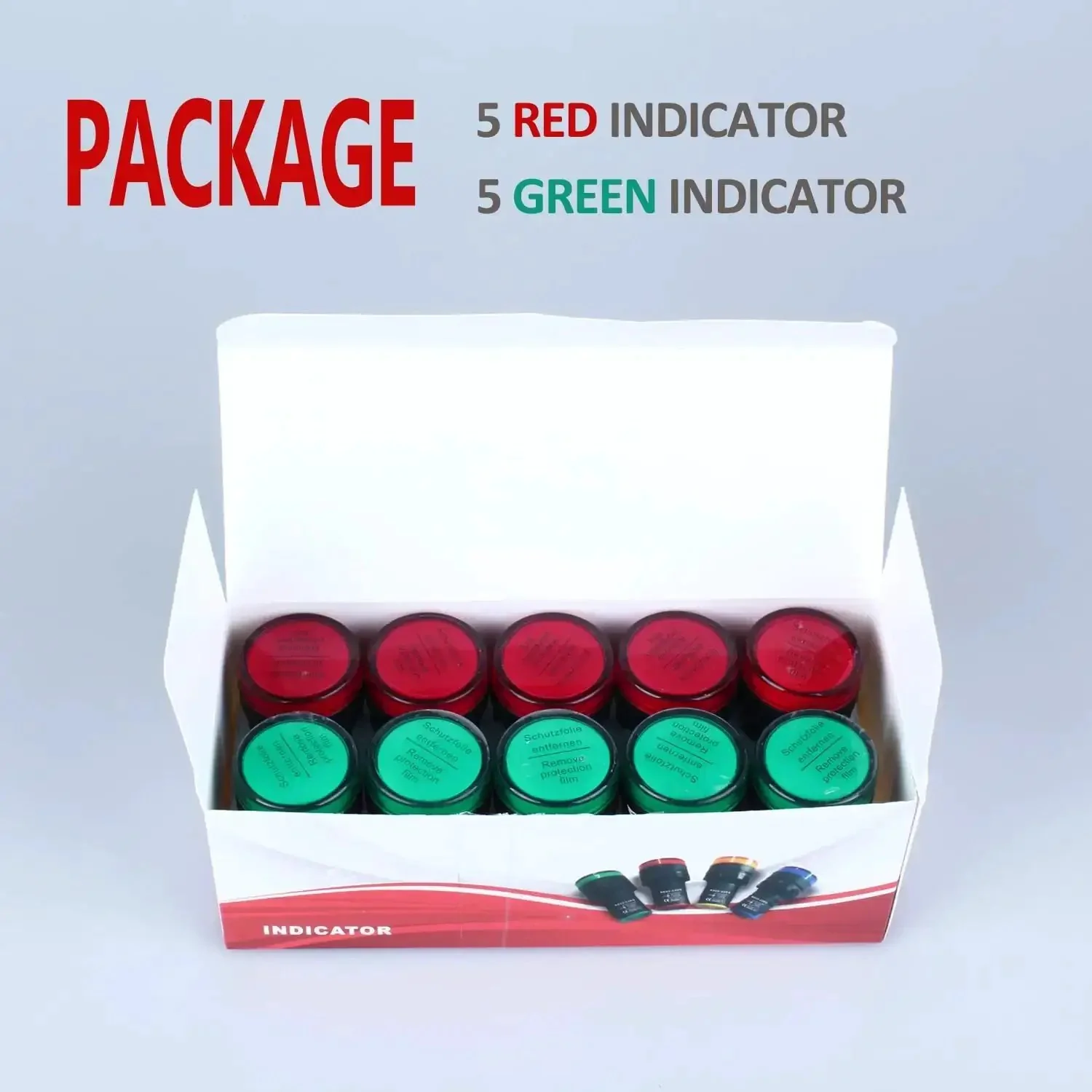 10 Pack LED Indicator Lights 22mm Panel Mount 0.87 Inch Hole 24V AC DC 20mA Energy Saving Green Red Set Ultra Bright with 100000 Hour Life Ideal for Industrial Panels and Equipment - Image 3