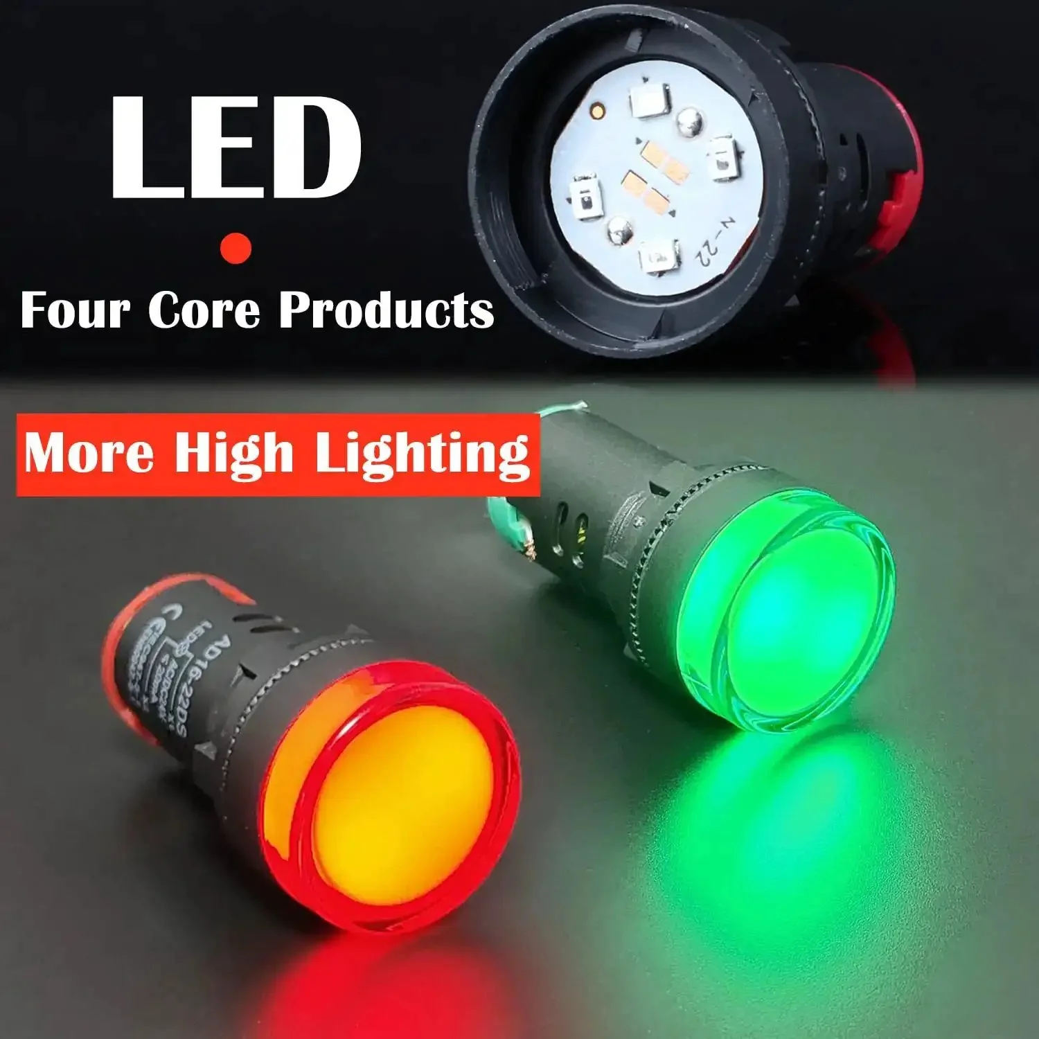 10 Pack LED Indicator Lights 22mm Panel Mount 0.87 Inch Hole 24V AC DC 20mA Energy Saving Green Red Set Ultra Bright with 100000 Hour Life Ideal for Industrial Panels and Equipment - Image 4