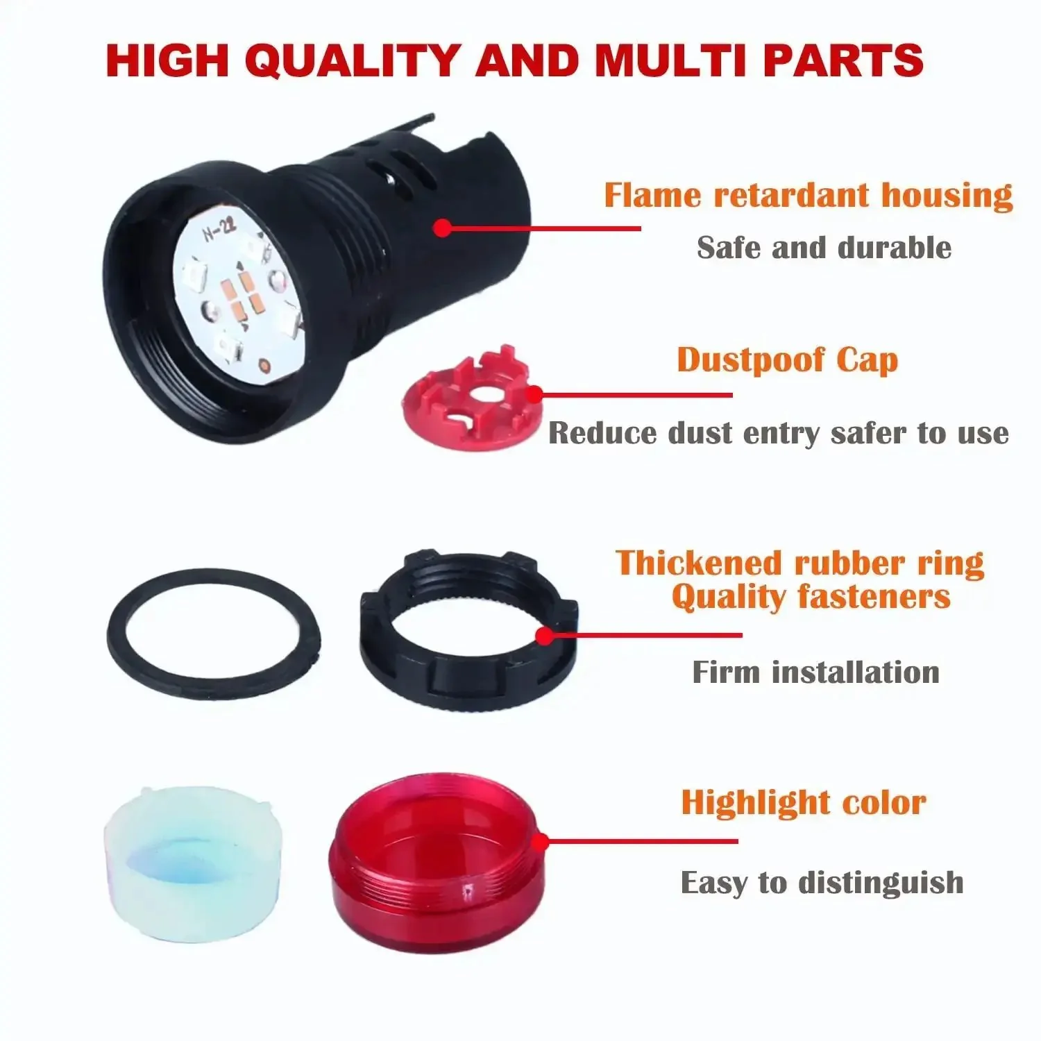 10 Pack LED Indicator Lights 22mm Panel Mount 0.87 Inch Hole 24V AC DC 20mA Energy Saving Green Red Set Ultra Bright with 100000 Hour Life Ideal for Industrial Panels and Equipment - Image 6