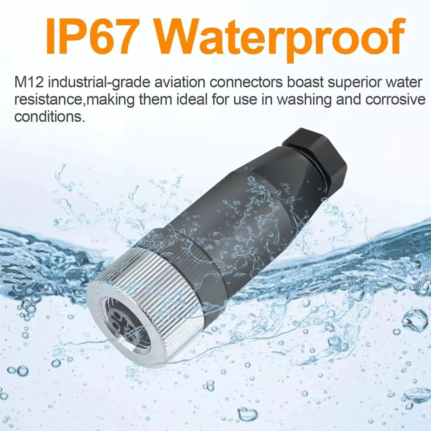10 Pack M12 4 Pin Aviation Connector Female A Code IP67 Waterproof Field Assembly Plug 12mm Circular Socket for Panel Sensor, Field Wireable, Straight, Unshielded, Screw Connection, Industrial Grade - Image 7