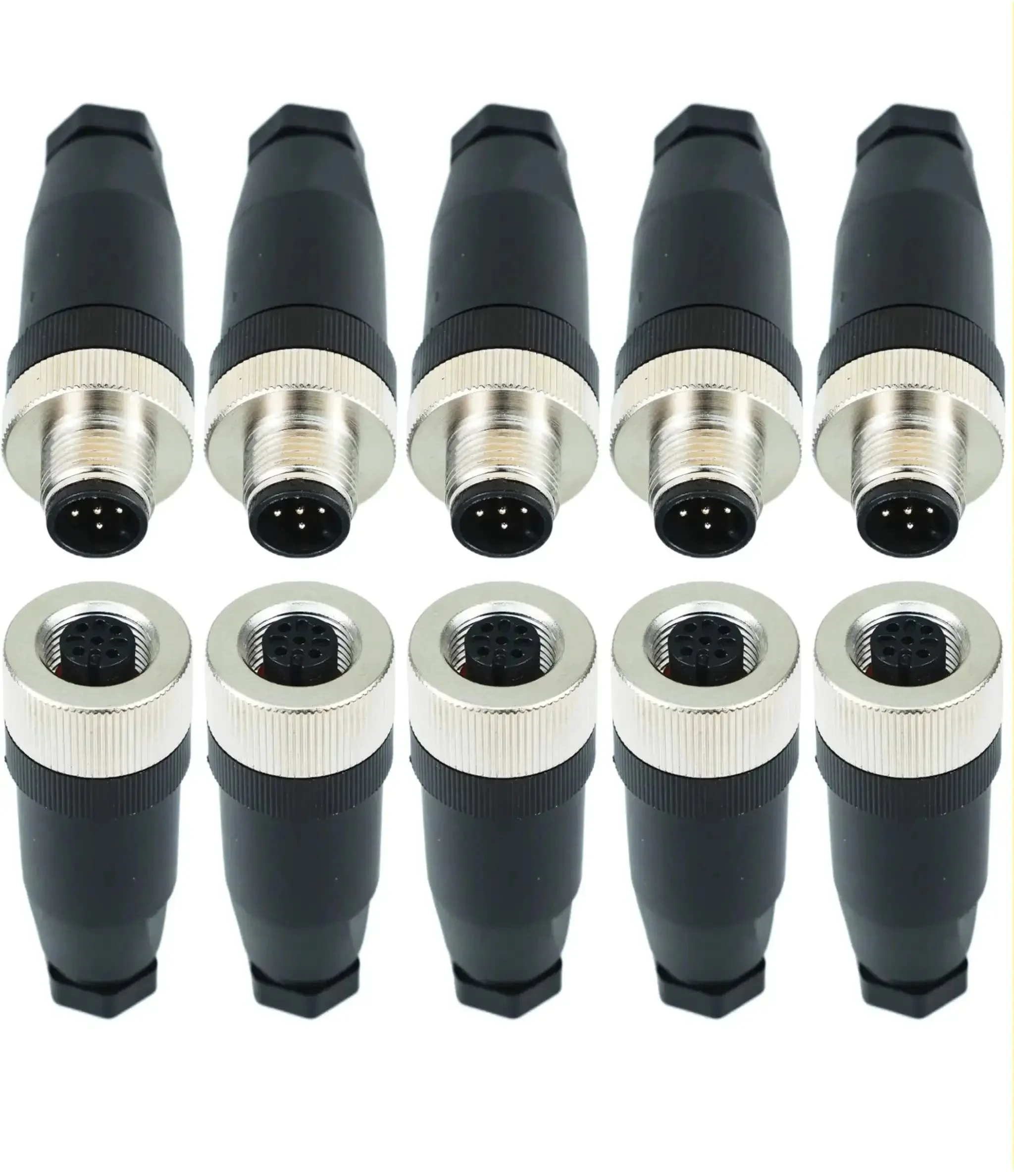 10 Pack M12 5 Pin Panel Mount Aviation Connectors Set Straight Male And Female Waterproof IP67 Circular Wire Connector For Sensors Automation And Outdoor Use