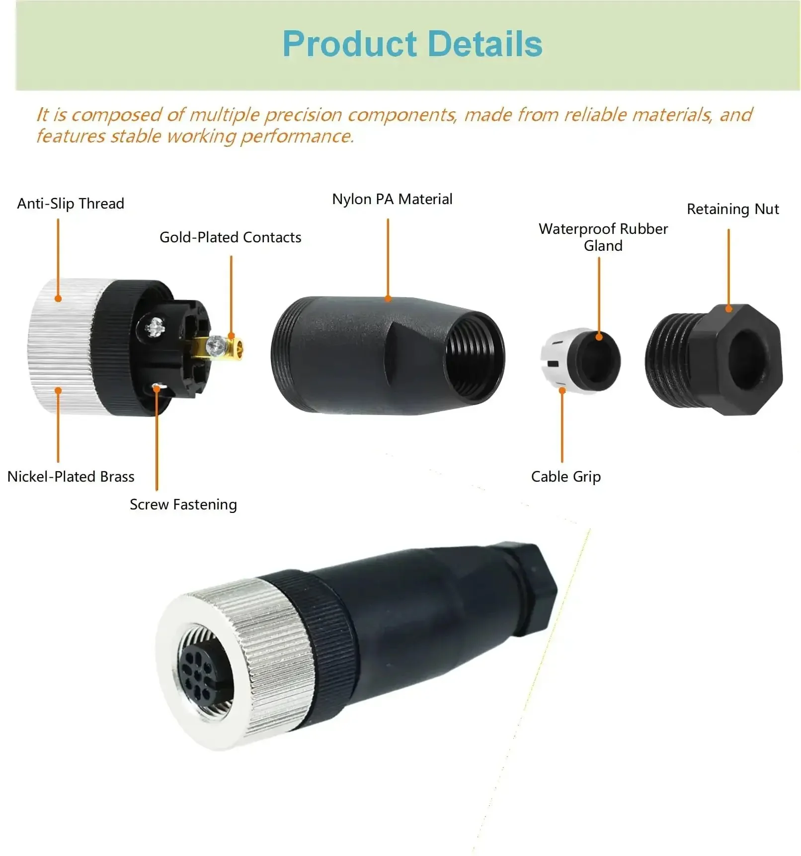 10 Pack M12 5 Pin Panel Mount Aviation Connectors Set Straight Male And Female Waterproof IP67 Circular Wire Connector For Sensors Automation And Outdoor Use - Image 4