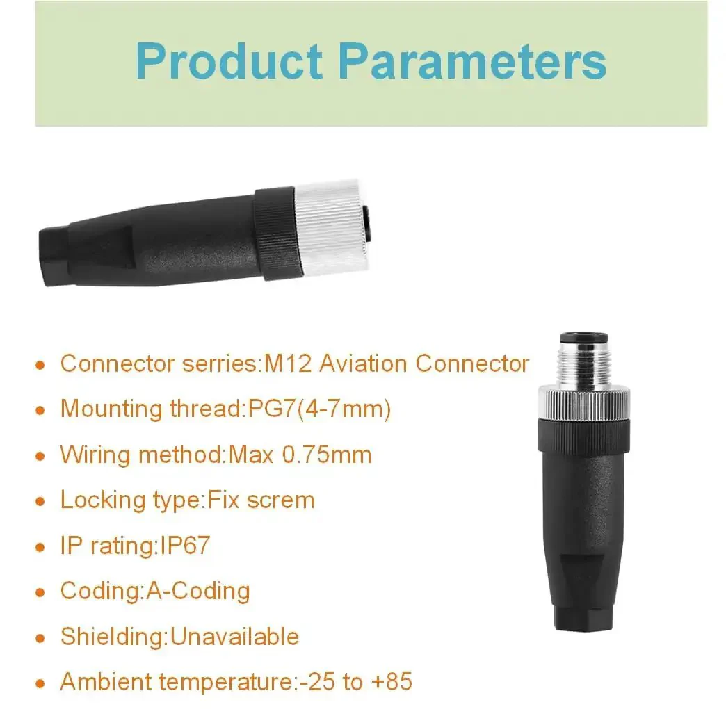 10 Pack M12 5 Pin Panel Mount Aviation Connectors Set Straight Male And Female Waterproof IP67 Circular Wire Connector For Sensors Automation And Outdoor Use - Image 5