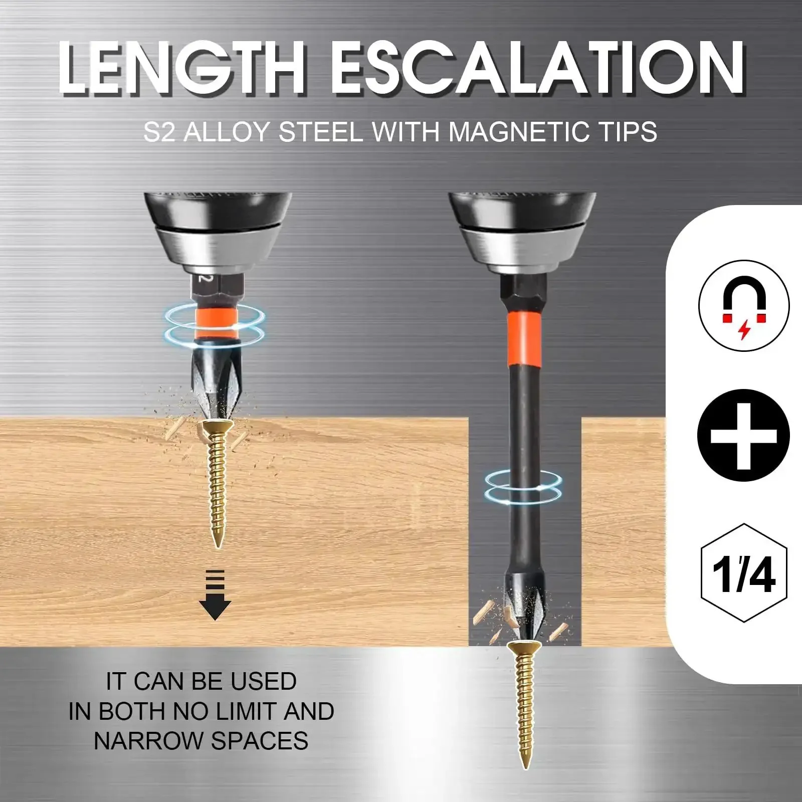 10 Pack Magnetic Phillips Bit Set PH2 Impact Magnetic Bits For Drill And Screwdriver One Inch To Six Inch Long Premium S2 Steel Quarter Inch Hex Shank For Impact Drivers Perfect For Pros And DIYers - Image 8