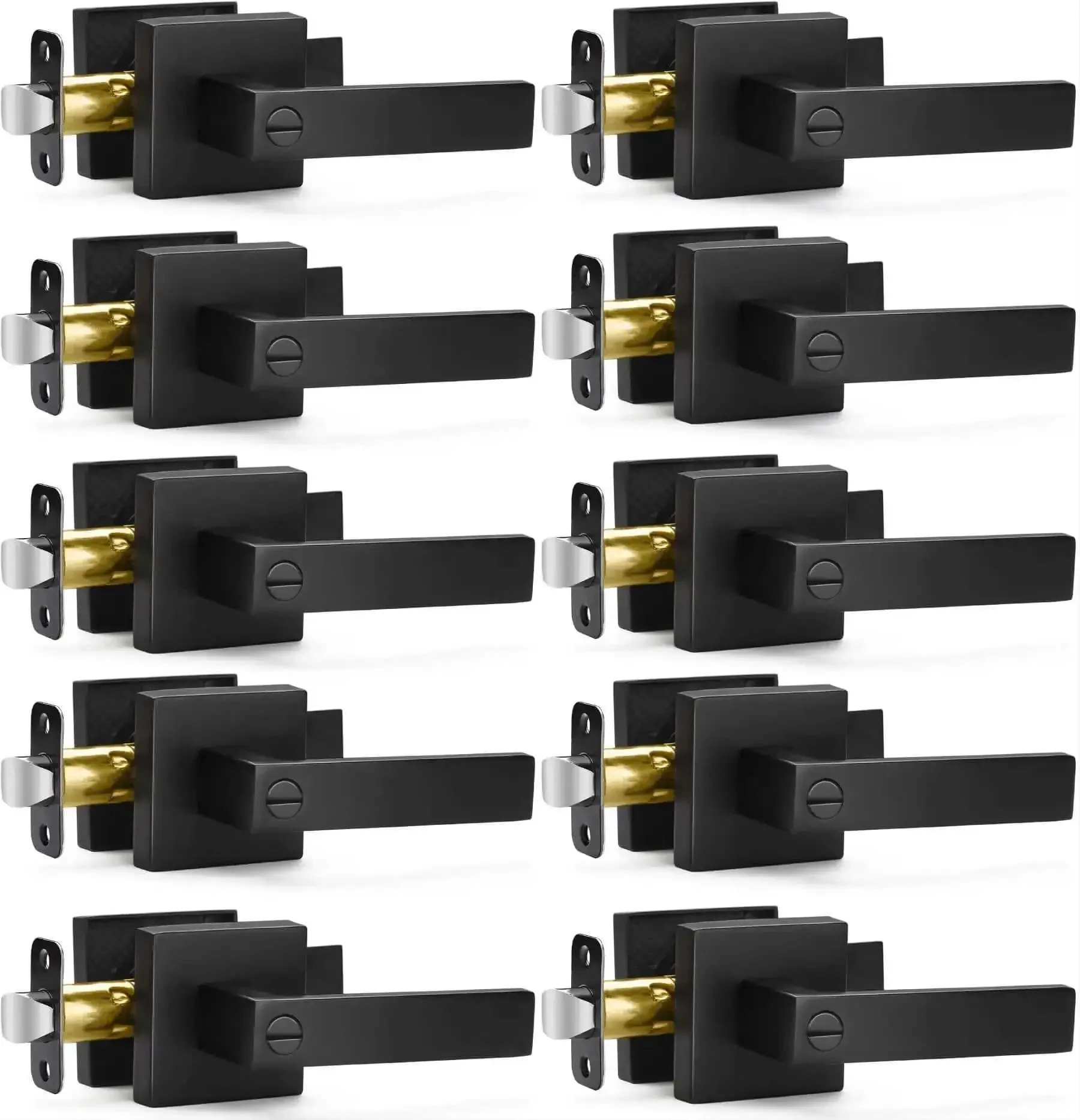 10 Pack Matte Black Privacy Door Levers With Keyless Interior Knobs Square Style Heavy Duty Door Locks For Bedroom And Bathroom Reversible Flat Levers Easy Install Modern Minimalist Hardware That Elevates Your Door