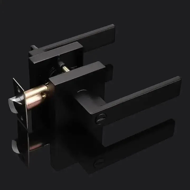 10 Pack Matte Black Privacy Door Levers With Square Rosette, Heavy Duty Bed And Bath Door Locks, Reversible Flat Levers, Keyless Inside Privacy, ANSI Grade 3, With 200,000 Plus Cycles - Image 3