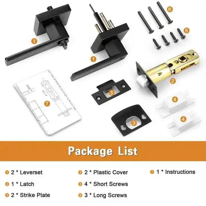 10 Pack Matte Black Privacy Door Levers With Square Rosette, Heavy Duty Bed And Bath Door Locks, Reversible Flat Levers, Keyless Inside Privacy, ANSI Grade 3, With 200,000 Plus Cycles - Image 4