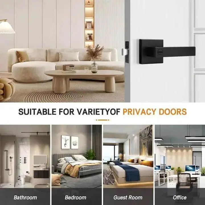 10 Pack Matte Black Privacy Door Levers With Square Rosette, Heavy Duty Bed And Bath Door Locks, Reversible Flat Levers, Keyless Inside Privacy, ANSI Grade 3, With 200,000 Plus Cycles - Image 6