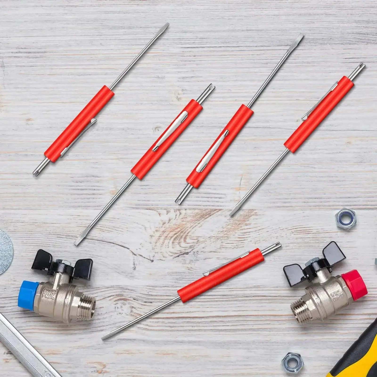 10 Pack Pocket Screwdrivers With Valve Core Removal Tools Handy Mini Screwdriver Set Small Dual Use Kit With Clip For Mechanics Electricians Electronic Techs And Assemblers Red - Image 4
