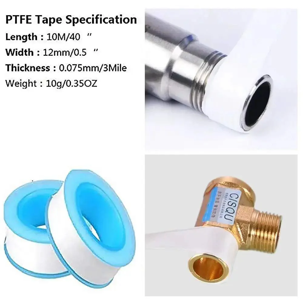 10 Pack PTFE Teflon Tape For Plumbing, Heavy Duty Thread Seal Tape For Leak Proof Water Pipes, Half Inch By 500 Inch, White, Industrial Grade Sealant Tape For DIY Home And Commercial Use - Image 6