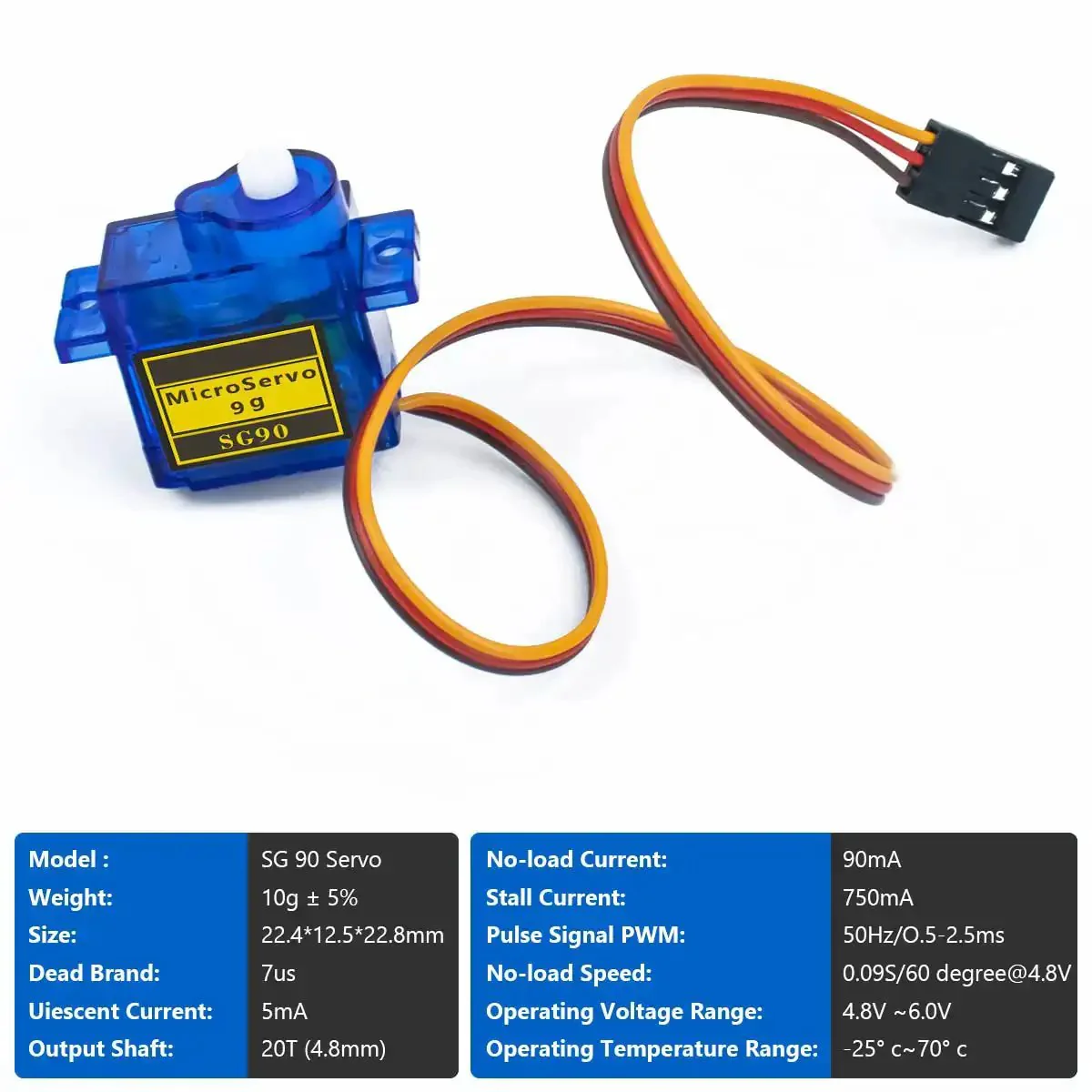 10 Pack SG90 9G Micro Servo Motors For RC Toys And Arduino Projects Perfect For Mini Helicopters Airplanes Boats Robotic Arms And Tiny Robots With JR Futaba Compatible Interface Smooth 0.12 Second Speed At 4.8V Blue - Image 7