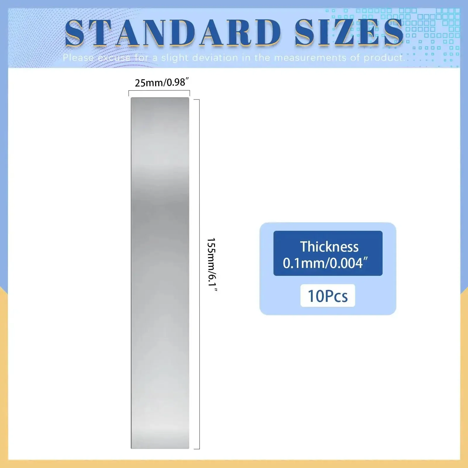 10 Pcs Rectangular Shim Stock Assortment Set Pro Grade 0.004 Inch Thick, 6.1 Inch Long By 0.98 Inch Wide, 304 Stainless Steel Silver Shims For Kitchen Trim Gap Filler, DIY And Industrial Projects - Image 7