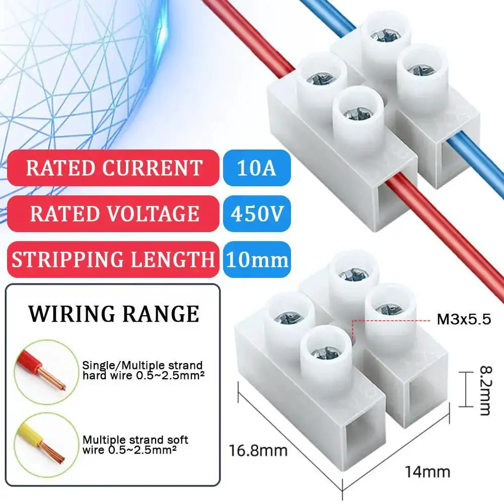 10 Pcs Screw Terminal Block 2 Position Wire Connectors Quick Connect Terminal 450V 10A Clamp Wire Terminal Wiring For Small Home Projects And Electrical DIY Enthusiasts Pro Grade - Image 8