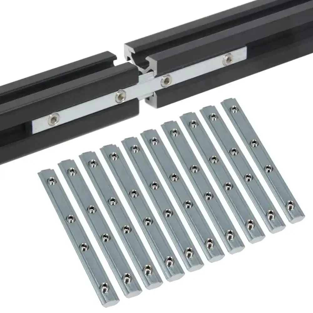 10 Pcs Straight Line Inside Connector Brackets With M5 Screws For 6mm T Slot Aluminum Extrusion 2020 Series Must Have Heavy Duty Carbon Steel Galvanized 3.9 Inch Length Connect Two Profiles