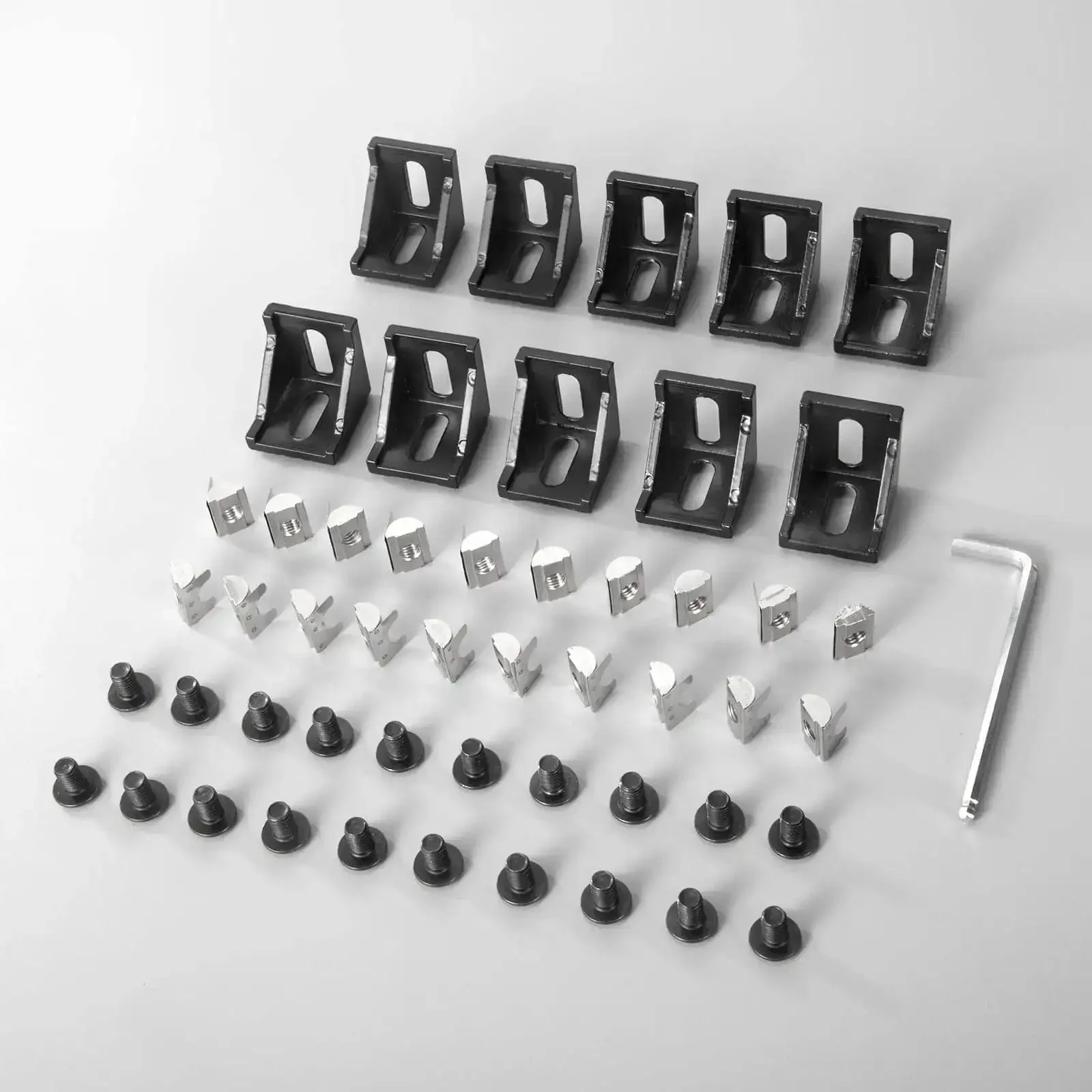 10 Piece 90 Degree Corner Bracket Set For 4040 Aluminum Extrusion 8mm Slot Solid Cast Steel Built To Last Rust Resistant Heavy Duty Black Finish Includes M6 T Nuts For Secure Positioning - Image 4
