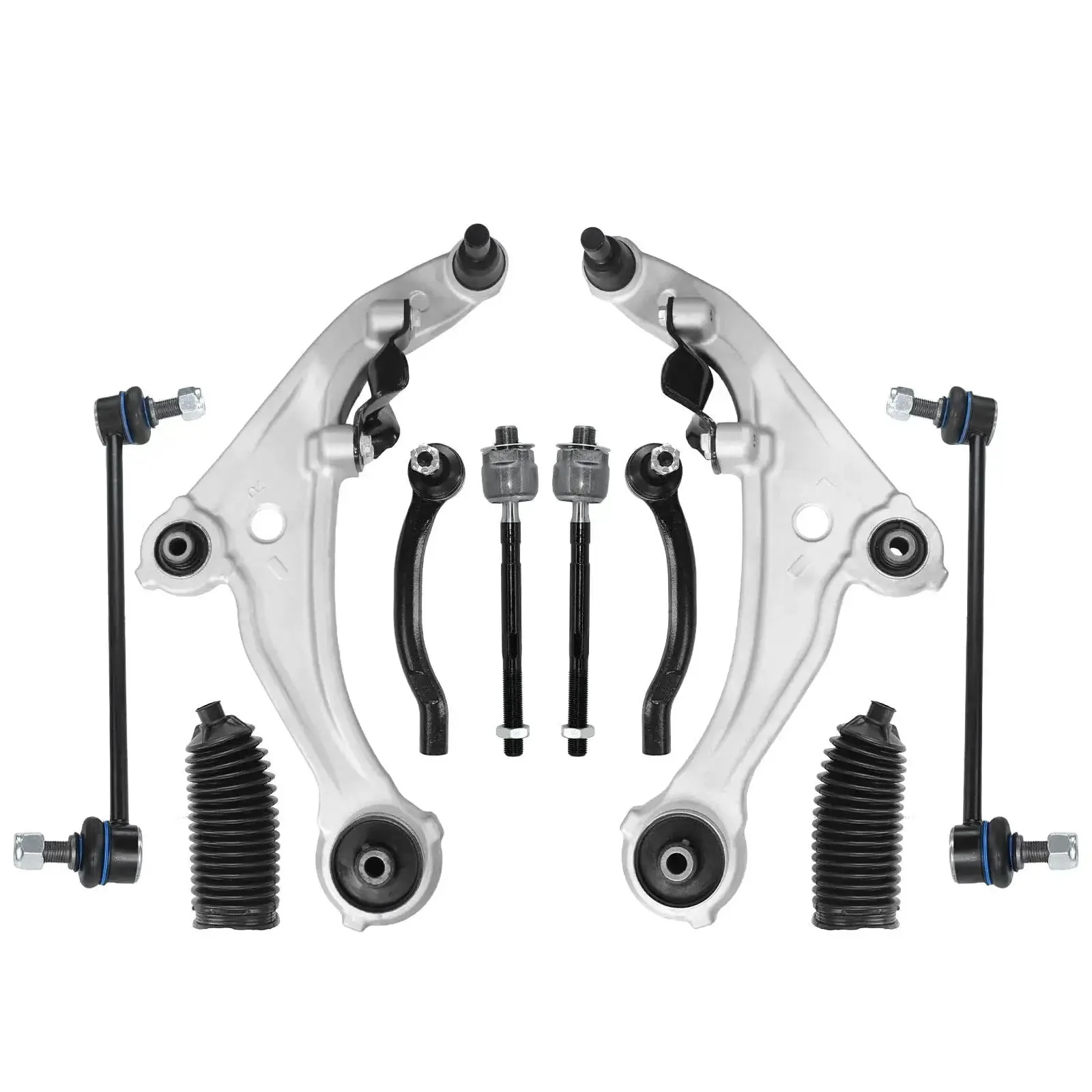 10 Piece Front Control Arm Suspension Kit For 2007 To 2012 Nissan Altima Excluding Hybrid And 2013 Altima Coupe Models Direct Fit Replacement With OEM Interchange Numbers