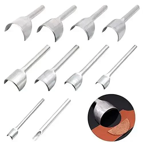 10 Piece Half Round Leather Punch Set For Strap Ends And DIY Crafting Arc Shaped Cutter Punches In 5mm To 50mm Sizes For Belts Wallets Bags And End Caps Perfect For Leather Tools And Handmade Accessories