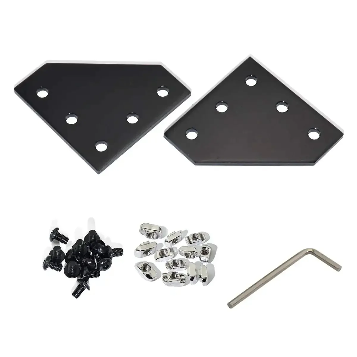10 Piece L Shape Corner Brackets For 20x20 Aluminum Profiles 60x60x4mm Heavy Duty Pro Grade Joint Plate Connector Set With 50 Tee Nuts 50 Hex Screws And 1 Wrench Black Anodized Finish 2020 Series - Image 6