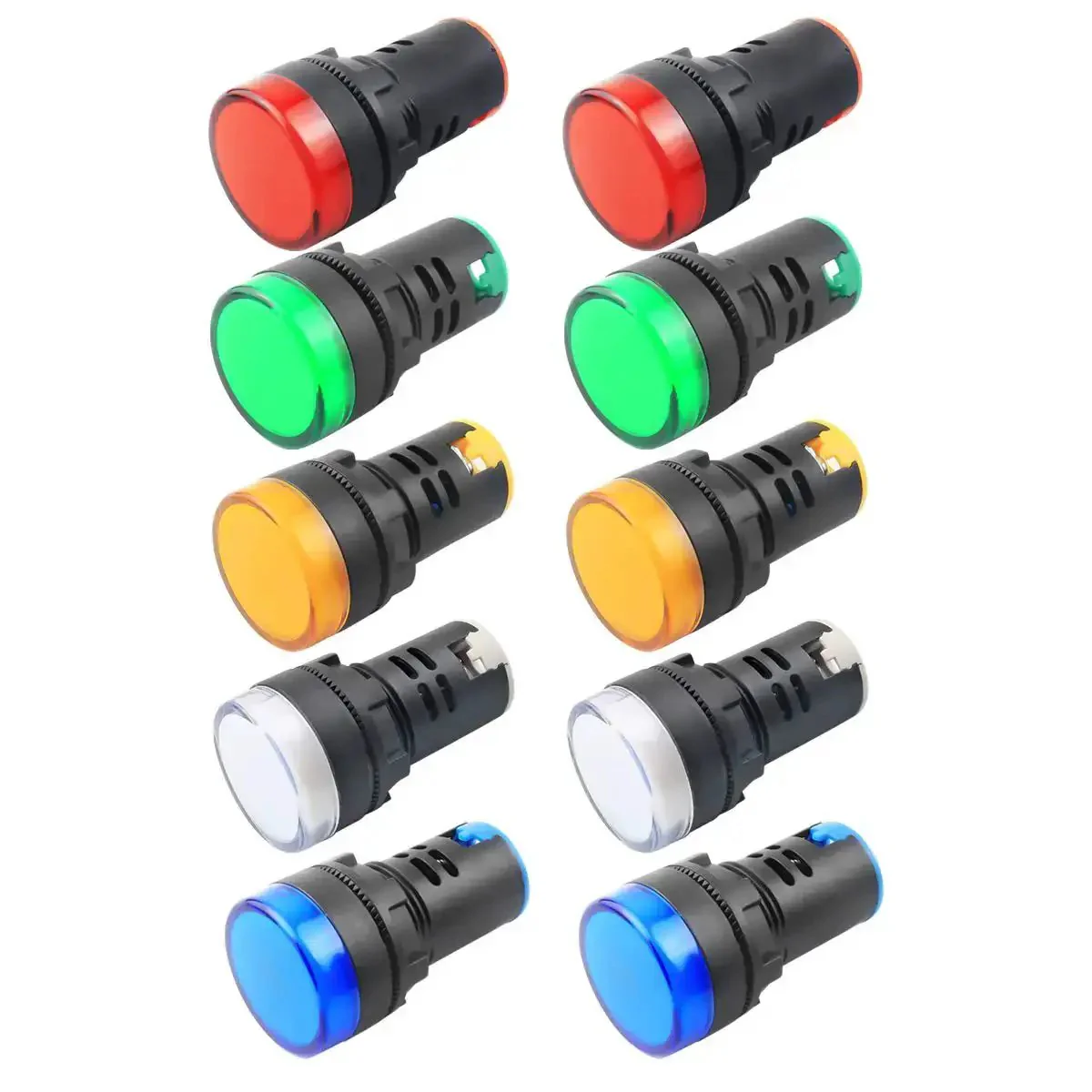 10 Piece Multi Color Indicator Lights For 110V AC DC 22mm Panel Mount Workhorse For Electrical Control Panels HVAC Systems Industrial Automation And DIY Projects With Screw Clamp Connection