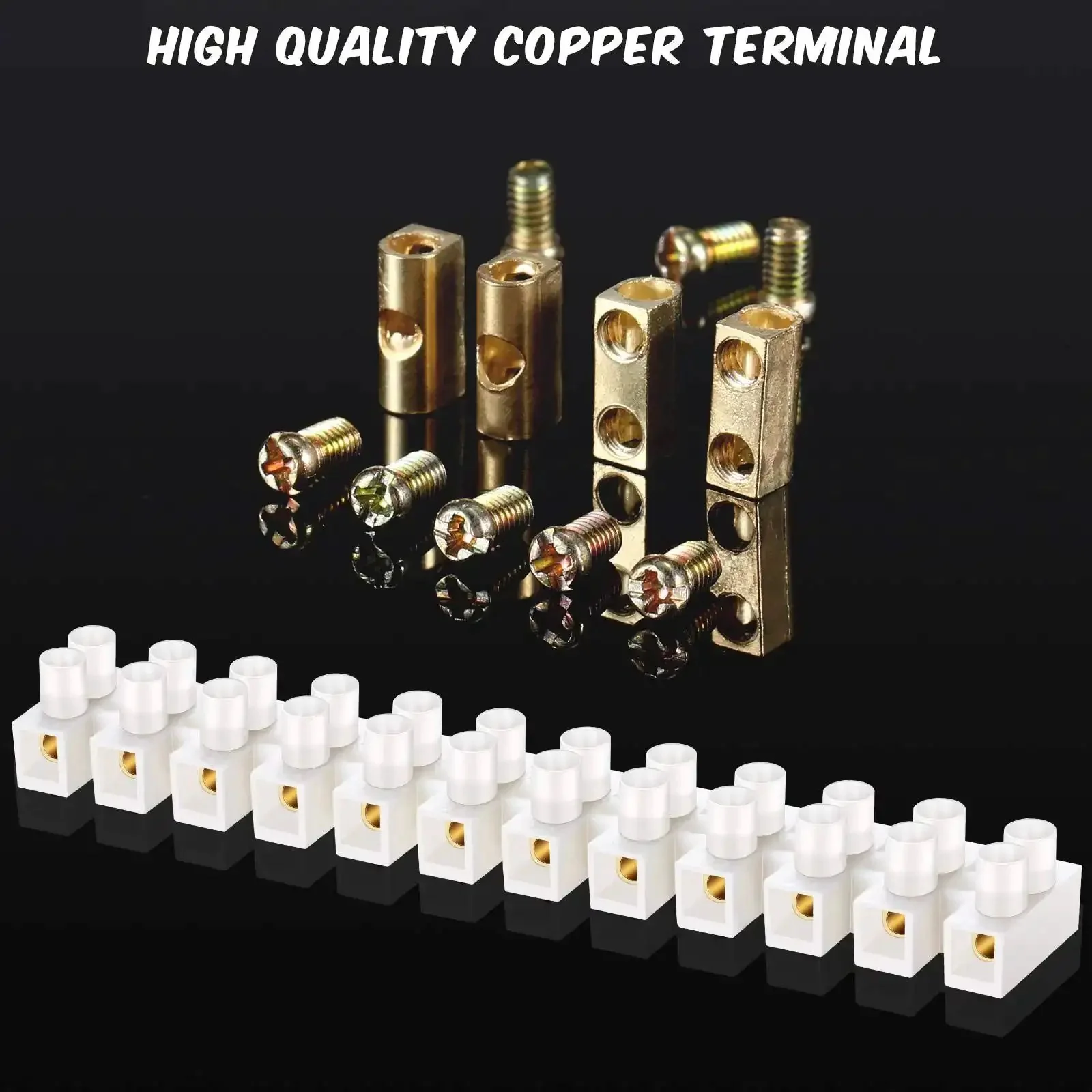10 Piece White Terminal Blocks With 12 Position Dual Row Screw Terminals For Easy Wire Connection 4 Mm2 Wire Gauge 20 Amp 380V Durable Flame Retardant Plastic Shell Great For DIY Electronics And Electrical Projects - Image 6