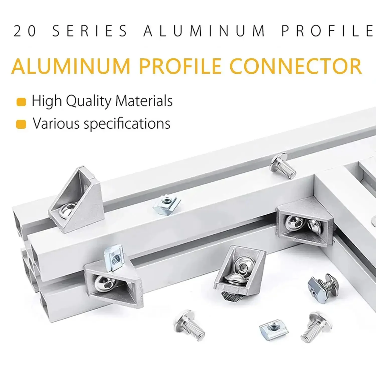 10 Set Aluminum Corner Brackets 90 Degree Right Angle L Connectors With T Slot M5 Bolts Nuts For 2020 Series Aluminum Extrusion Profile Linear Rail Guide Built To Last Heavy Duty For 3D Printer CNC Engraving - Image 5