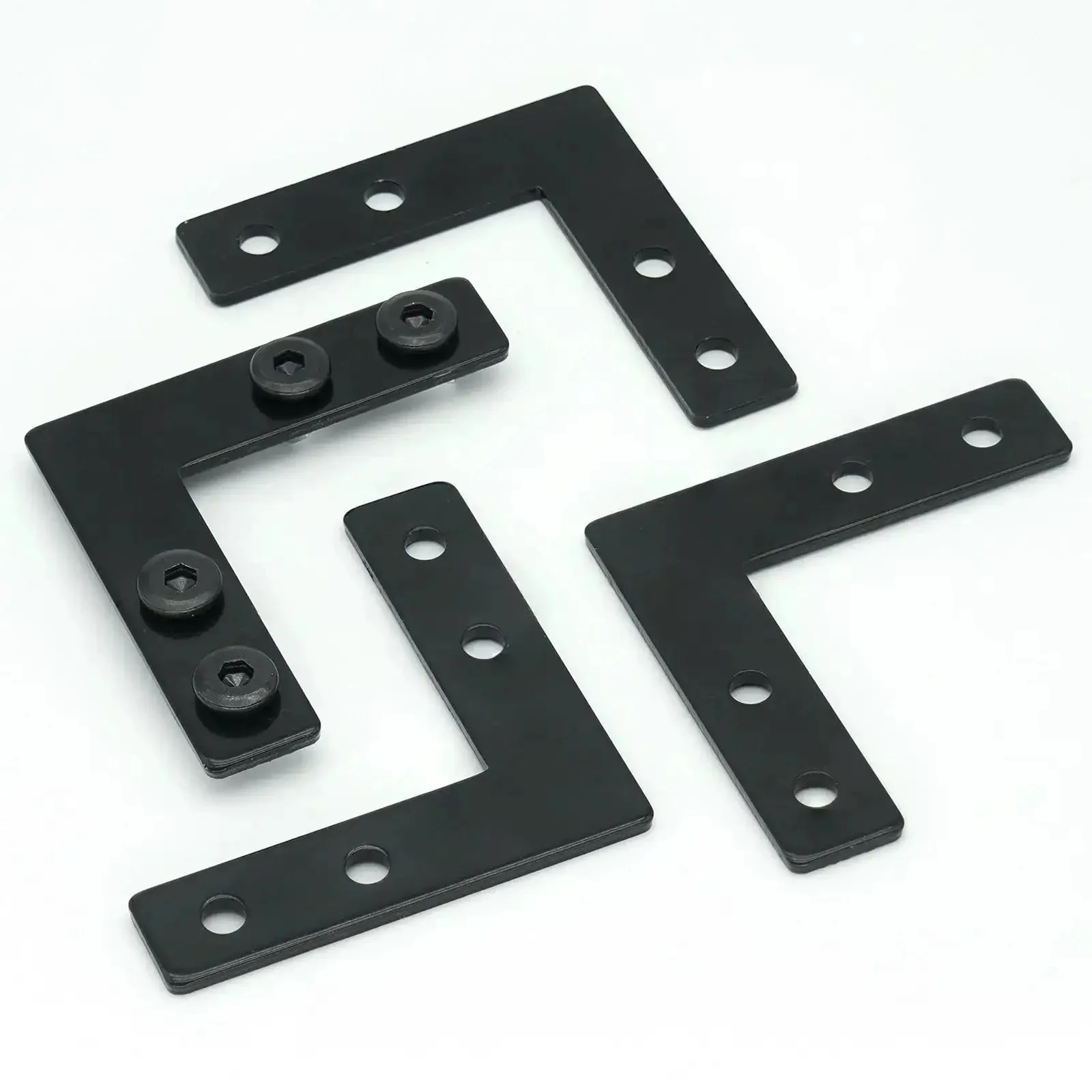 10 Sets Black L Connector Brackets With 40 M5 T Slot Nuts And 40 M5x8mm Hex Socket Cap Screws For 6mm Slot 2020 Series Aluminum Profile Extrusion Carbon Steel Galvanized Finish For Lasting Durability And Easy DIY Assembly - Image 4