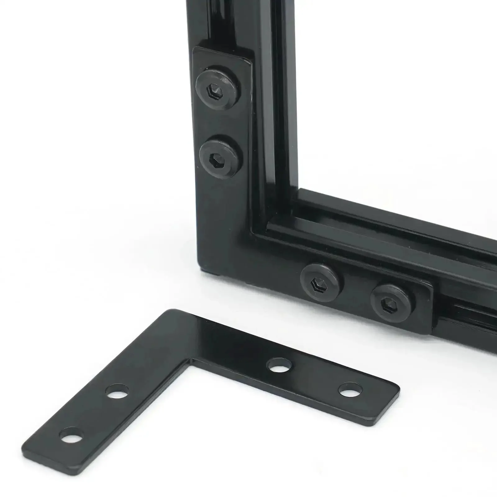 10 Sets Black L Connector Brackets With 40 M5 T Slot Nuts And 40 M5x8mm Hex Socket Cap Screws For 6mm Slot 2020 Series Aluminum Profile Extrusion Carbon Steel Galvanized Finish For Lasting Durability And Easy DIY Assembly - Image 5