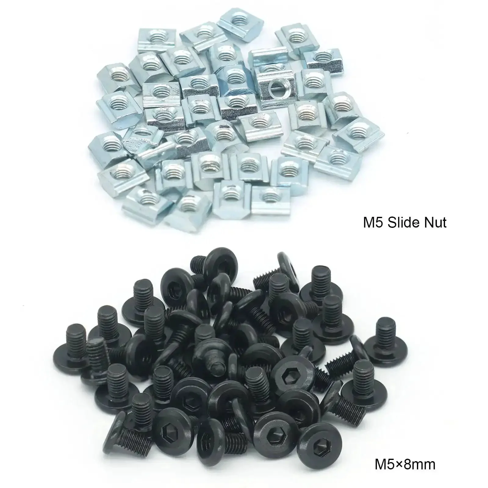 10 Sets Black L Connector Brackets With 40 M5 T Slot Nuts And 40 M5x8mm Hex Socket Cap Screws For 6mm Slot 2020 Series Aluminum Profile Extrusion Carbon Steel Galvanized Finish For Lasting Durability And Easy DIY Assembly - Image 6