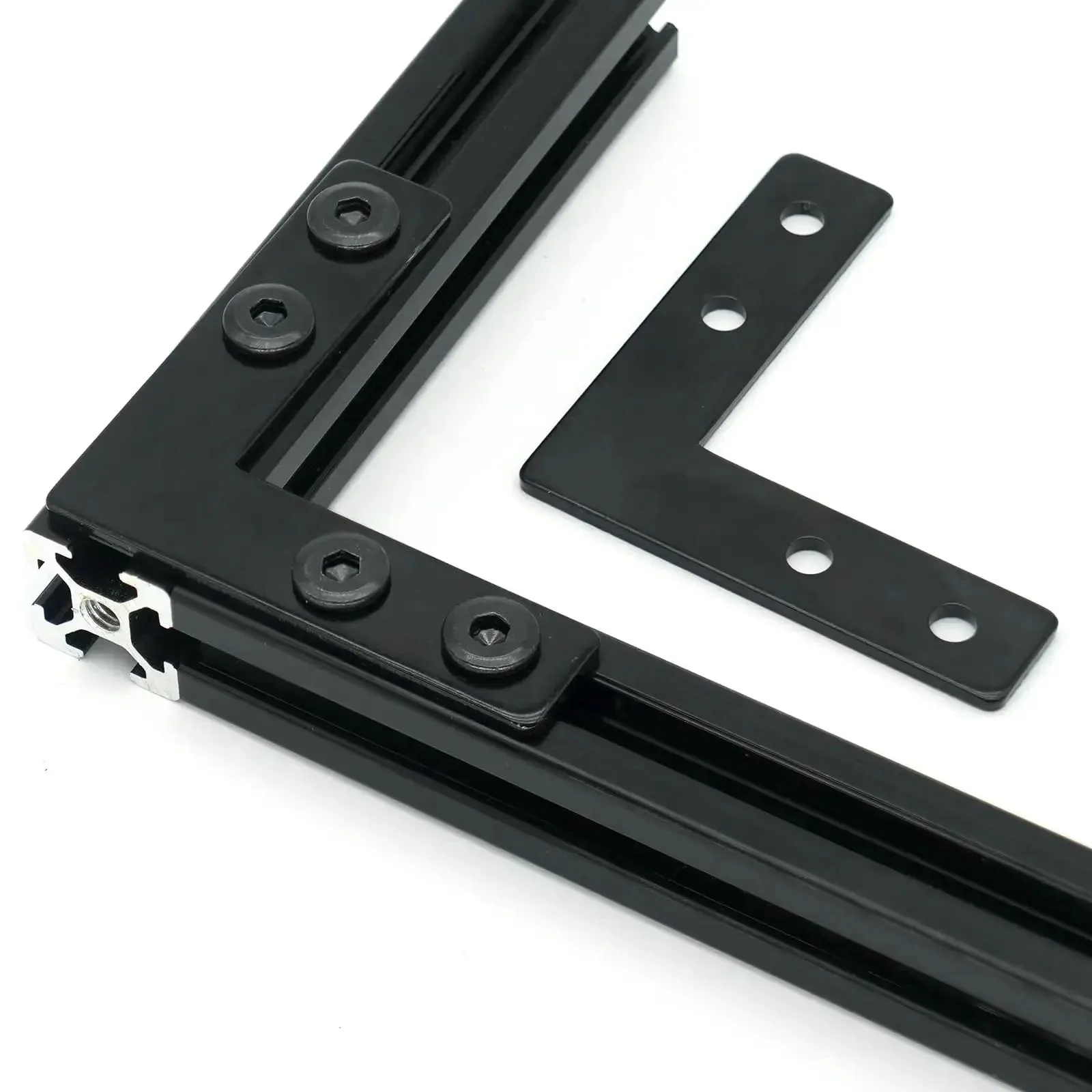 10 Sets Black L Connector Brackets With 40 M5 T Slot Nuts And 40 M5x8mm Hex Socket Cap Screws For 6mm Slot 2020 Series Aluminum Profile Extrusion Carbon Steel Galvanized Finish For Lasting Durability And Easy DIY Assembly - Image 7