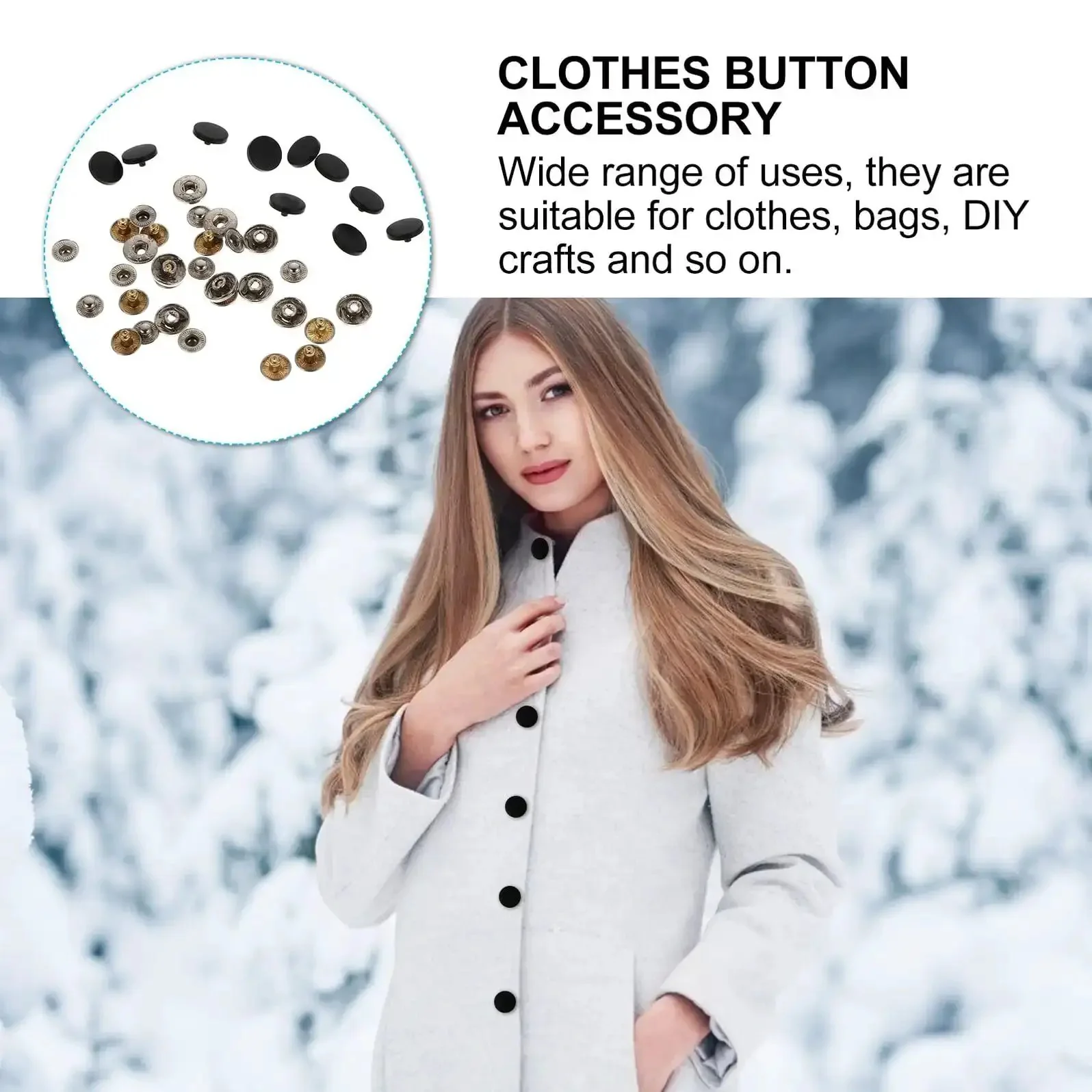 10 Sets Copper Covered Button Kit For Clothes, Bags, And Coats, DIY Snap Fasteners Replacement, Polished Finish, Durable And Handy To Use Embellishment For Garment Repair, Craft Projects, And Accessories - Image 5
