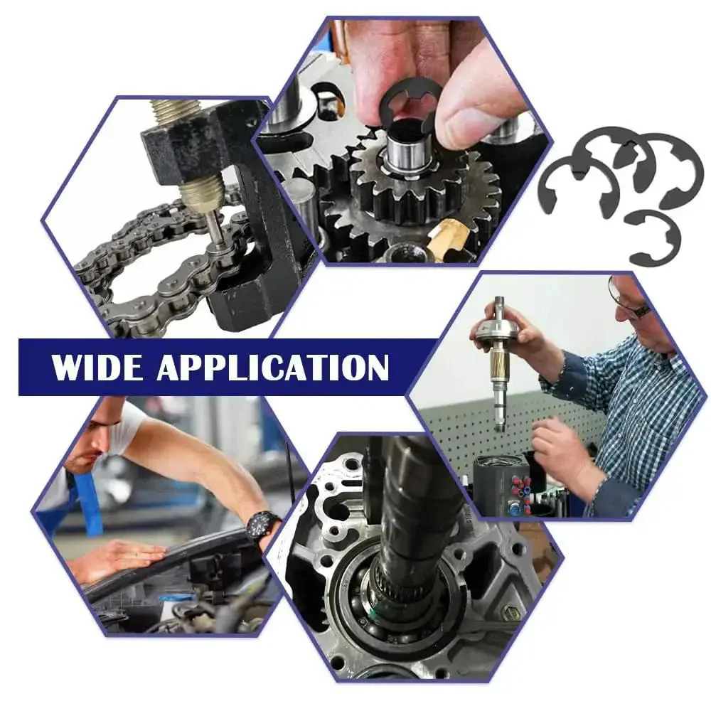 10 Size E Clips Assortment Kit With 400 Pieces External Retaining Rings Circlips 1.5mm To 10mm Black Alloy Steel In Heavy Duty Plastic Box For Automotive Machinery And Home DIY Projects - Image 3