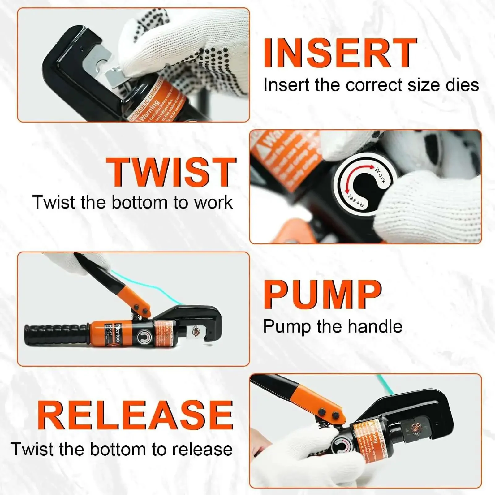 10 Ton Hydraulic Battery Cable Crimper With 9 Dies And Dual Blade Weir Cutter, Spring Loaded Handle Crimp Tool For 12 AWG Up To 2/0 AWG And One Eighth Inch Stainless Steel Railing, One Hand Operation - Image 3