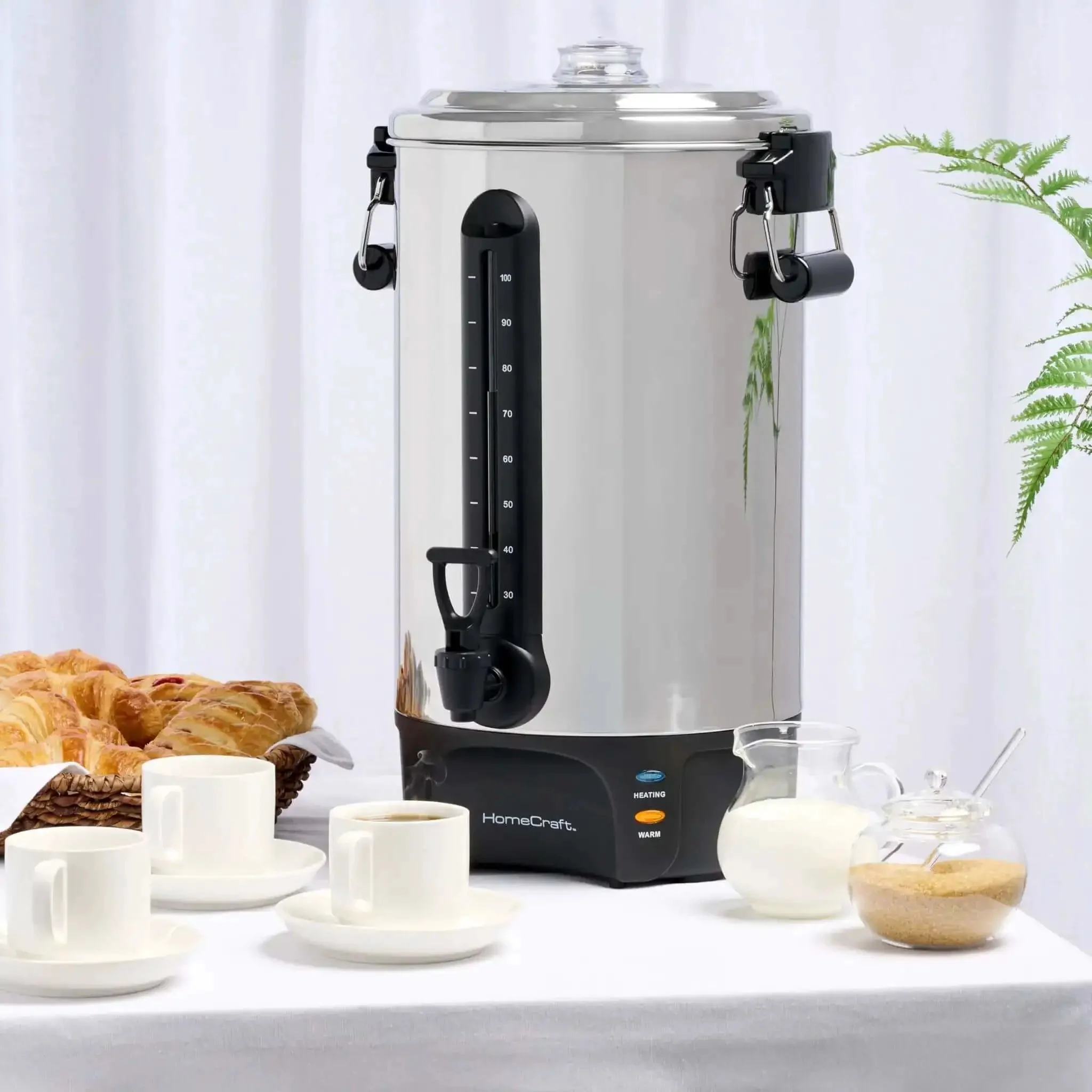 100 Cup Coffee Urn And Hot Beverage Dispenser With Dripless Faucet, Quick Brew For Big Batches, Stainless Steel Warmer For Parties, Banquets, Church Events And Gatherings - Image 4