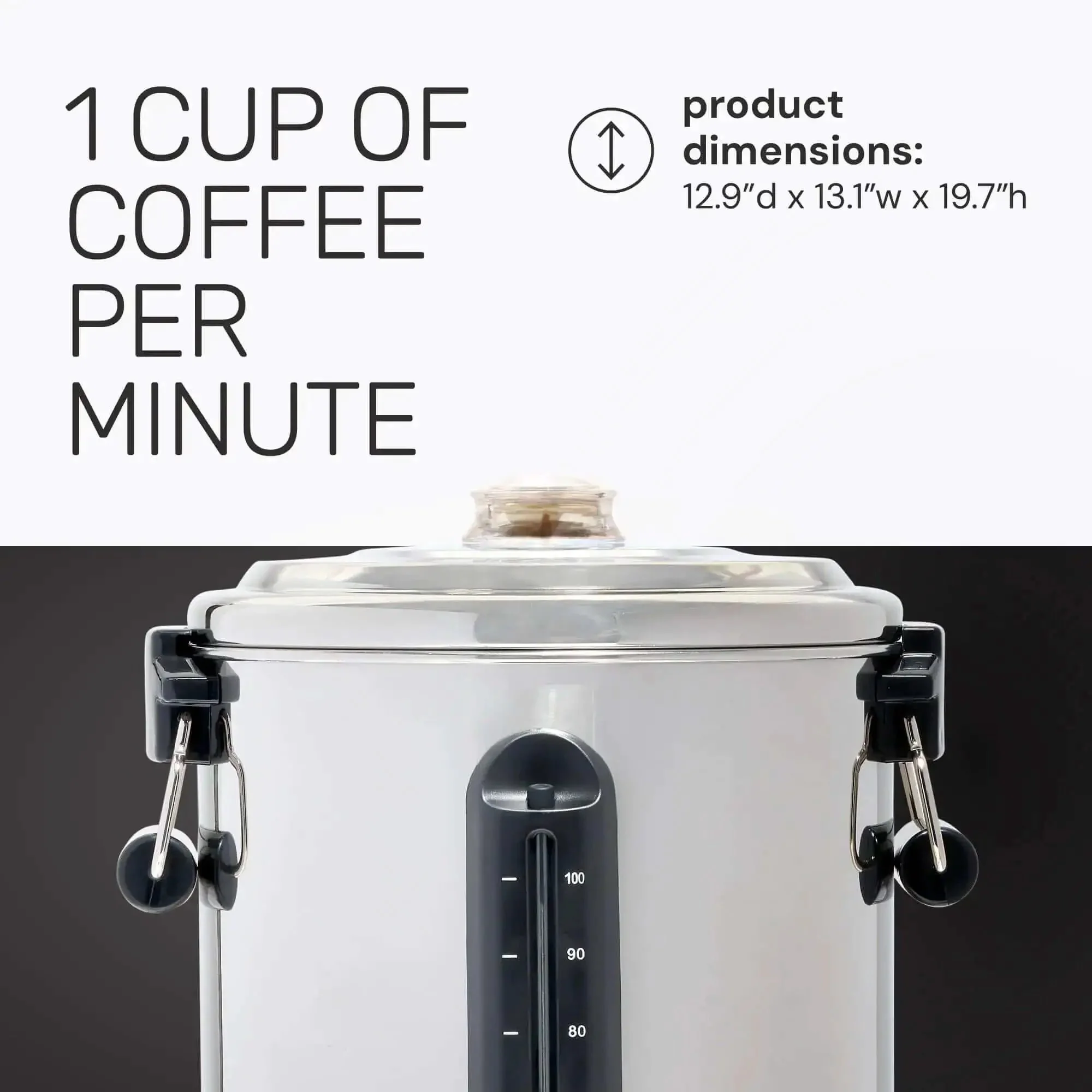 100 Cup Coffee Urn And Hot Beverage Dispenser With Dripless Faucet, Quick Brew For Big Batches, Stainless Steel Warmer For Parties, Banquets, Church Events And Gatherings - Image 8