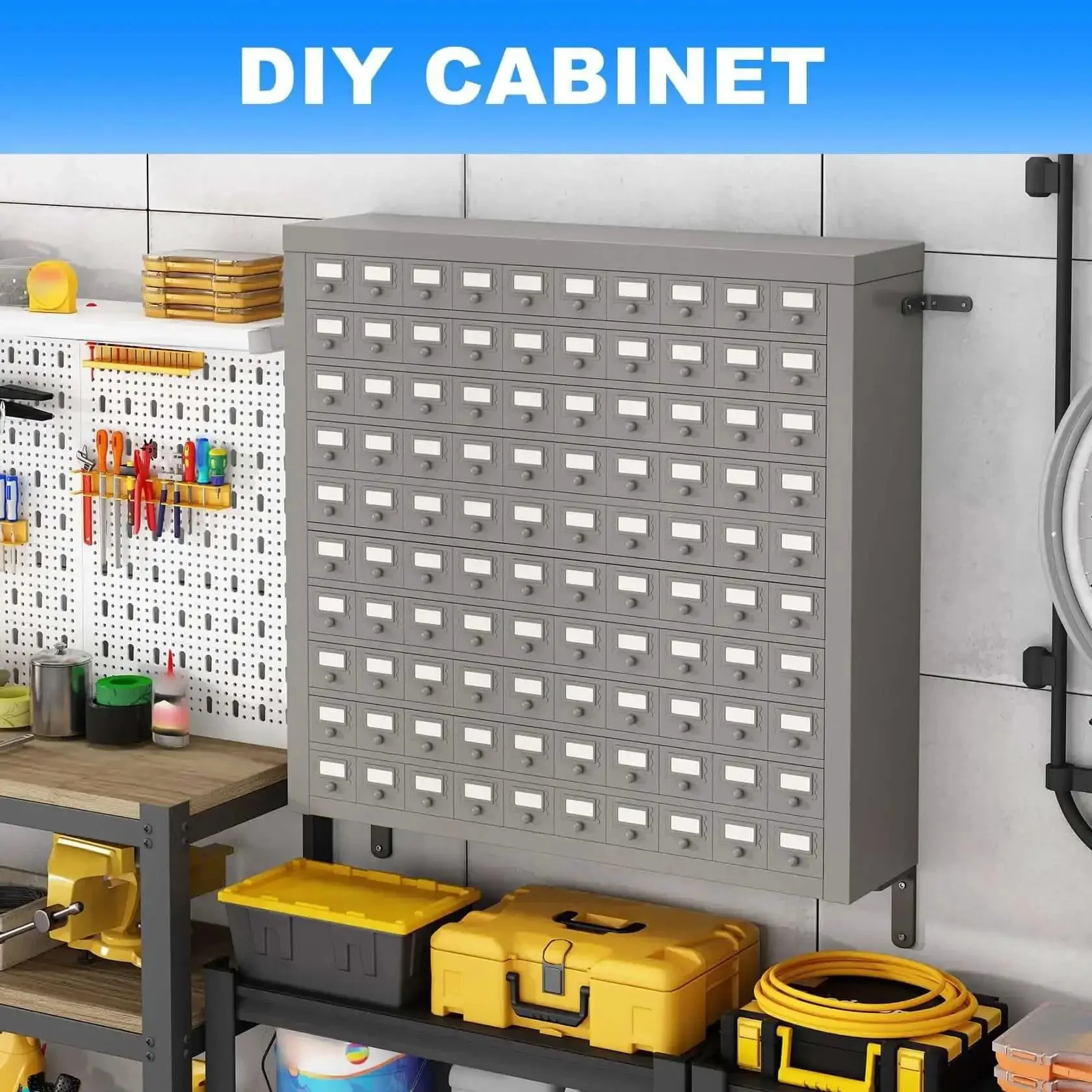100-Drawer Cold Rolled Steel Storage Cabinet With Divider And 10-Tier Tool Organizer Rack For Hardware Nuts And Bolts And Bins, Heavy Duty Industrial Steel Organizer For Warehouse, Workshop And Trucks - Image 3