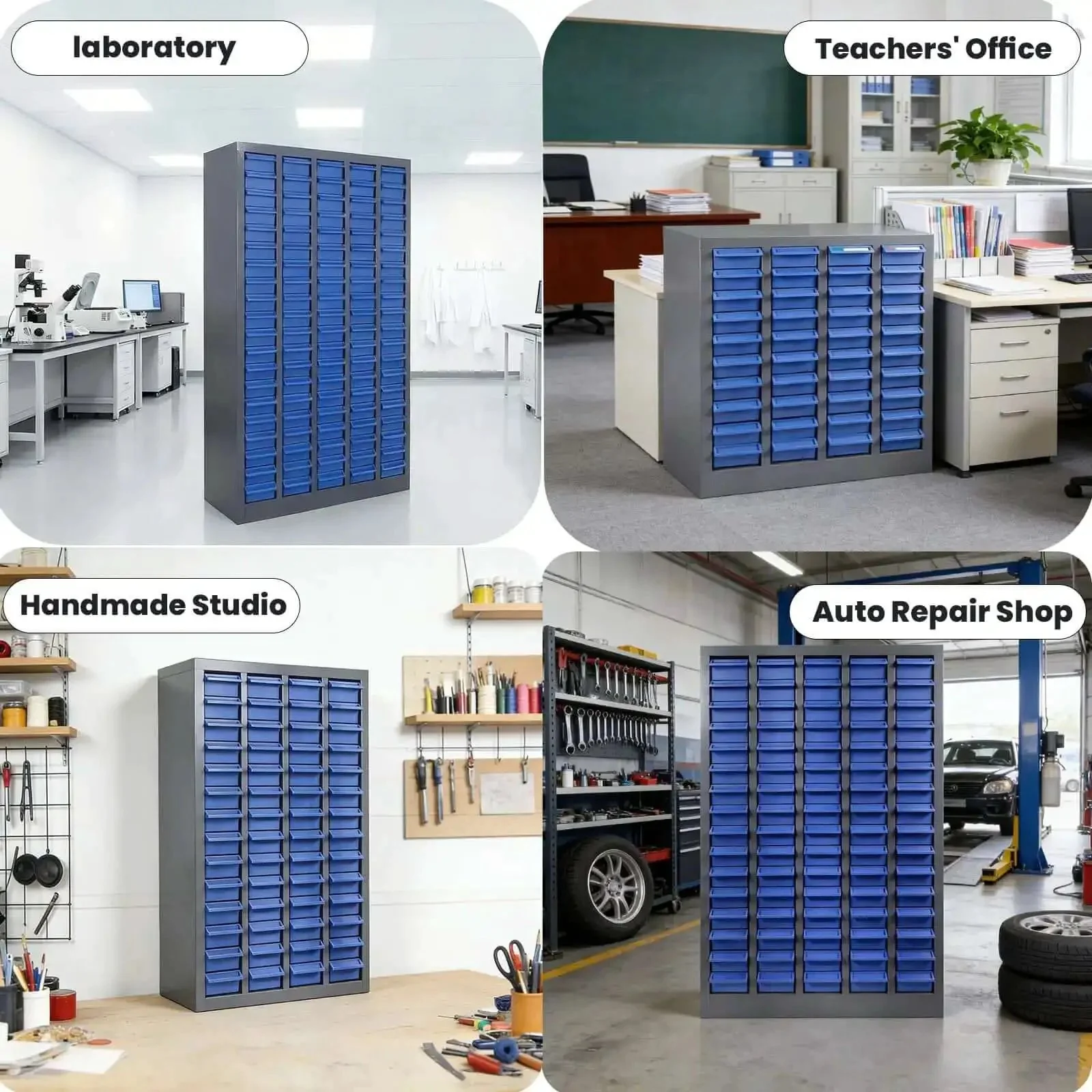 100-Drawer Nut And Bolt Organizer With Stainless Steel Frame, ABS Bins, Shelves And Labels, Heavy Duty Hardware Storage Cabinet For Workshop Or Garage, 21 Inch Deep, 8.6 Inch Wide, 24.8 Inch High For Office Supplies - Image 2