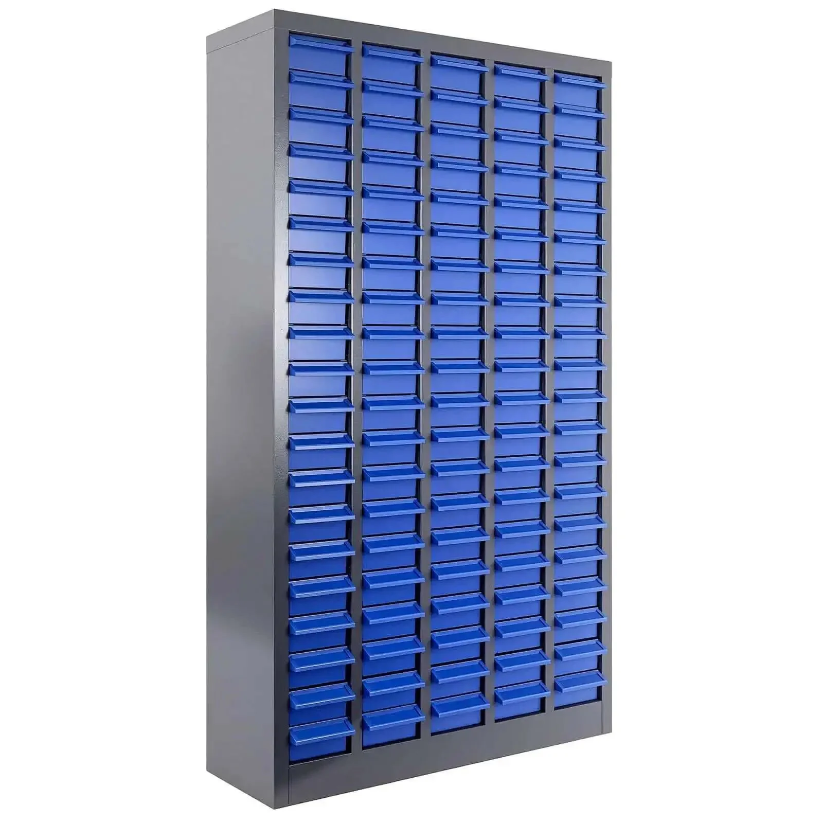 100 Drawer Parts Cabinet For Tools And Hardware Organization With Alloy Steel Frame And ABS Drawers In Silver And Blue Finish Includes Label Stickers Heavy Duty Garage Shop Storage For Nuts Bolts Electronics And Office - Image 7