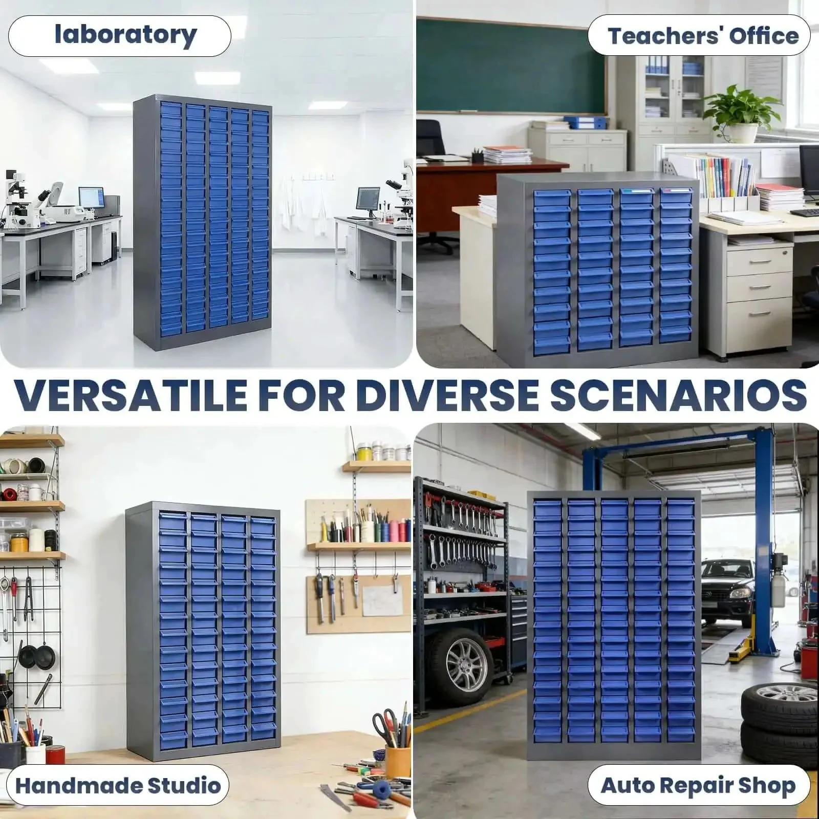 100 Drawer Parts Cabinet With Shelves And Label Stickers Bolt And Nut Organizer For Garage Or Shop Pro Grade Steel Tool Storage Cabinet For Small Parts And Hardware Organization - Image 2