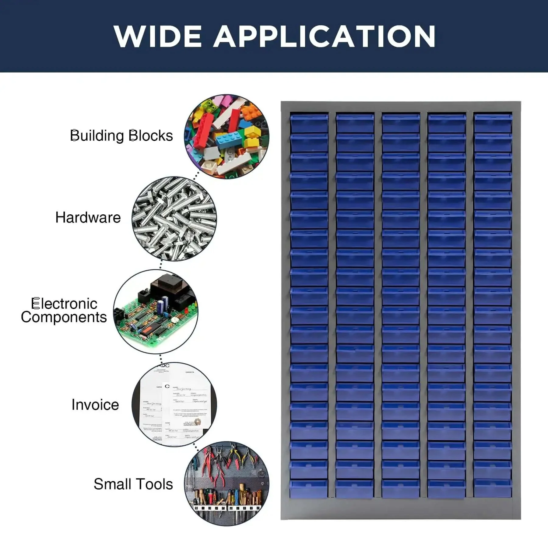 100 Drawer Tool Storage Cabinet For Bolt And Nut Organization With Pro Grade Durable ABS Drawers Label Stickers Anti Slip Bottom And Impact Resistant Shelves For Easy Hardware Storage Gray - Image 2