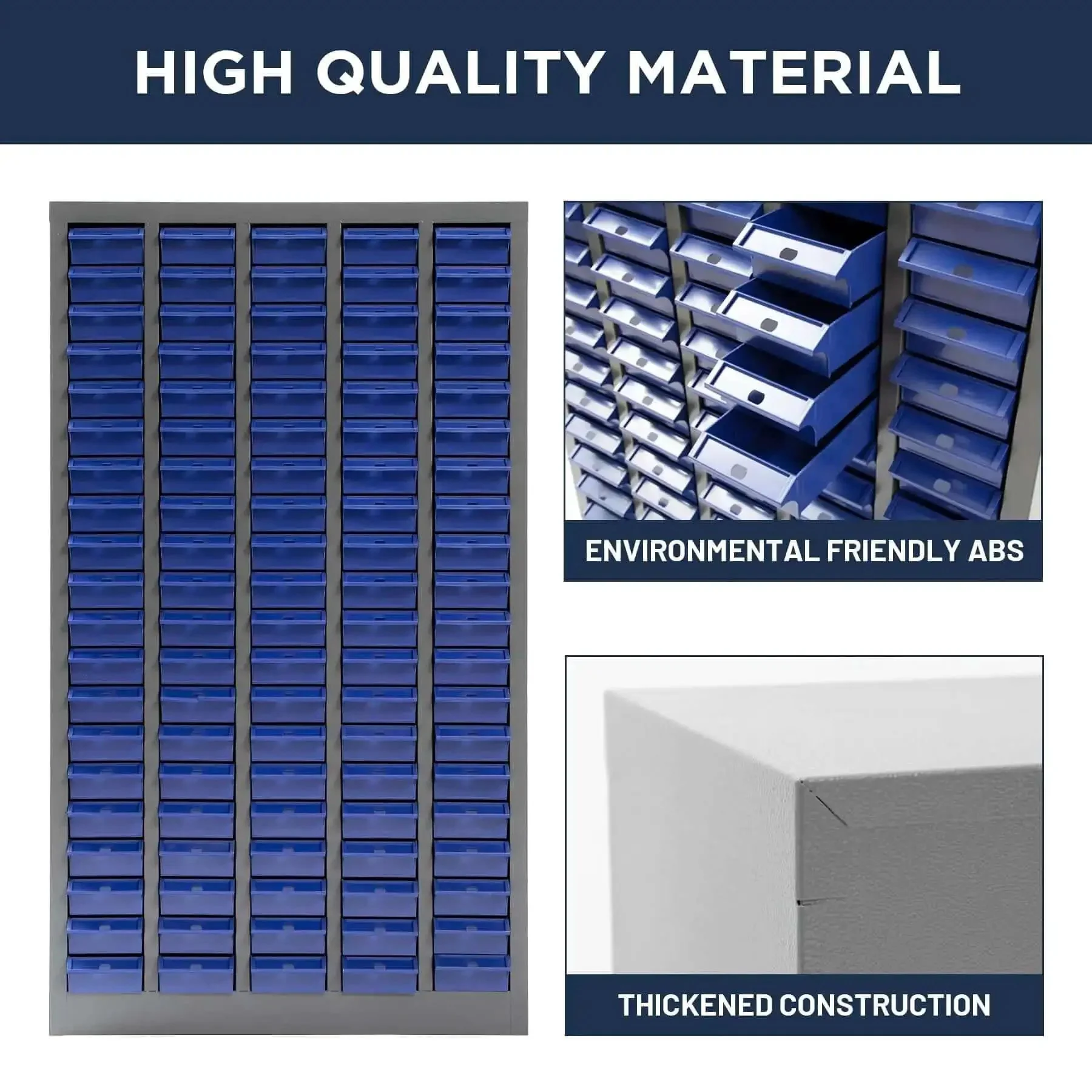 100 Drawer Tool Storage Cabinet For Bolt And Nut Organization With Pro Grade Durable ABS Drawers Label Stickers Anti Slip Bottom And Impact Resistant Shelves For Easy Hardware Storage Gray - Image 4