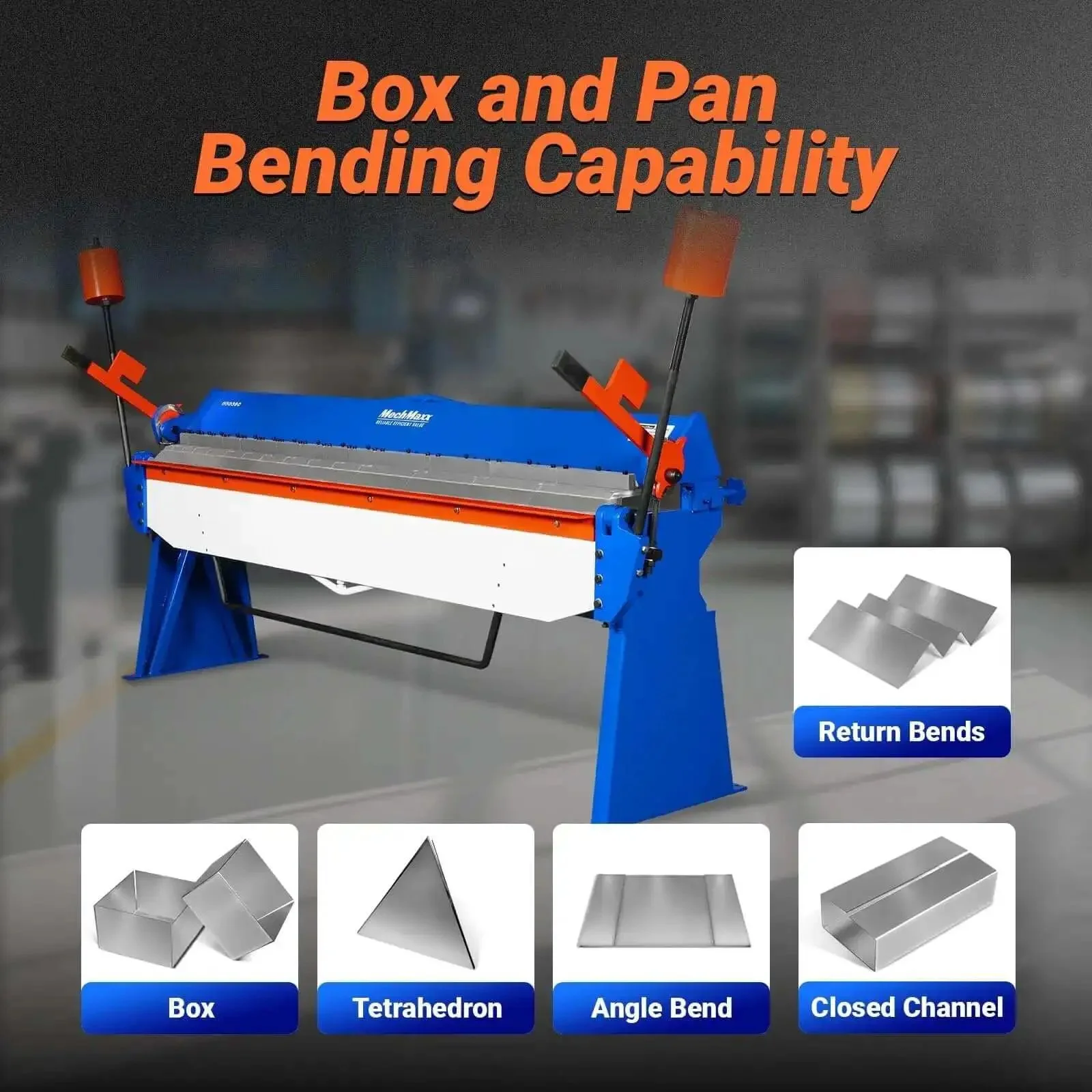 100 Inch Manual Sheet Metal Brake For 12 Gauge Steel Bending With Adjustable Fingers And 135 Degree Angles 8 Foot Beefy Steel Construction For Box And Pan Bends Model PB10012 - Image 5