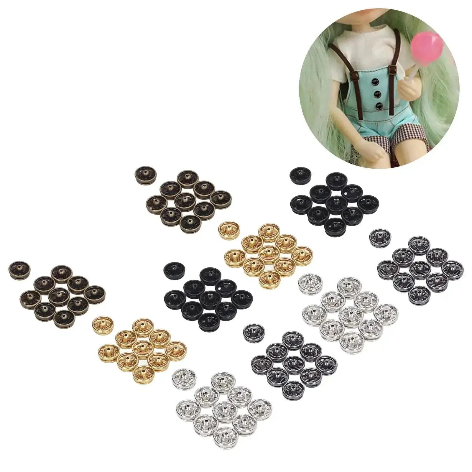 100 Pack 5mm Mini Metal Snap Buttons Sew On Fasteners in 5 Colors for Clothing, Accessories, Dolls and Craft Projects, Easy Snap On, No Fuss Metal Snaps That Last, Ideal for DIY Garment Upgrades - Image 7