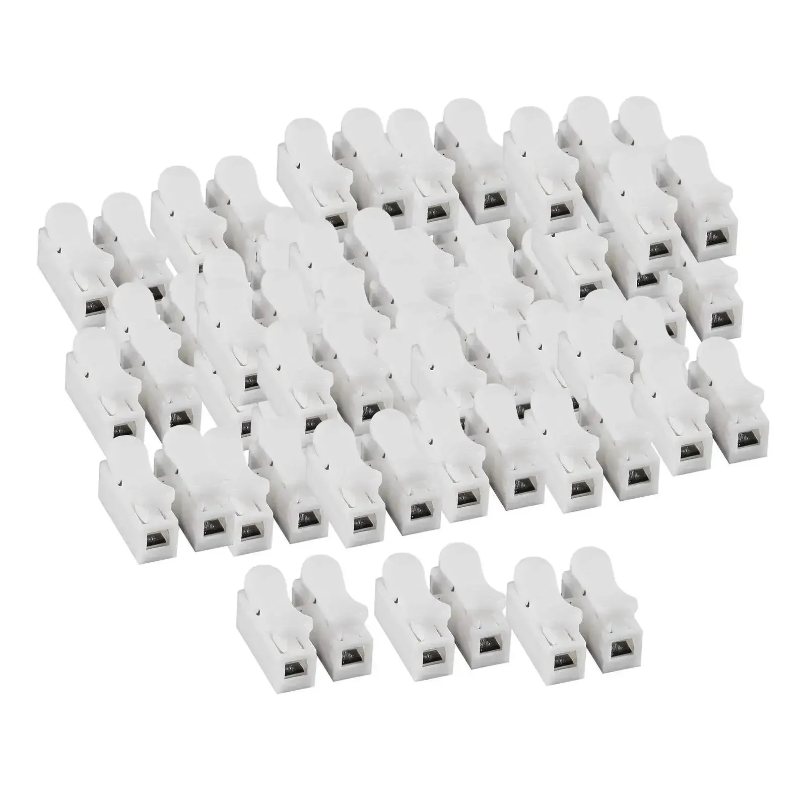 100 Pack CH2 Spring Wire Connectors For Electrical Wiring, Quick Clamp Terminal Blocks And Wiring Terminals, Multipurpose Cable Clamp, 0.5-2.5mm² Range, 220V 2A, Premium PP Material, Easy Snapping, Great For DIY Electronics