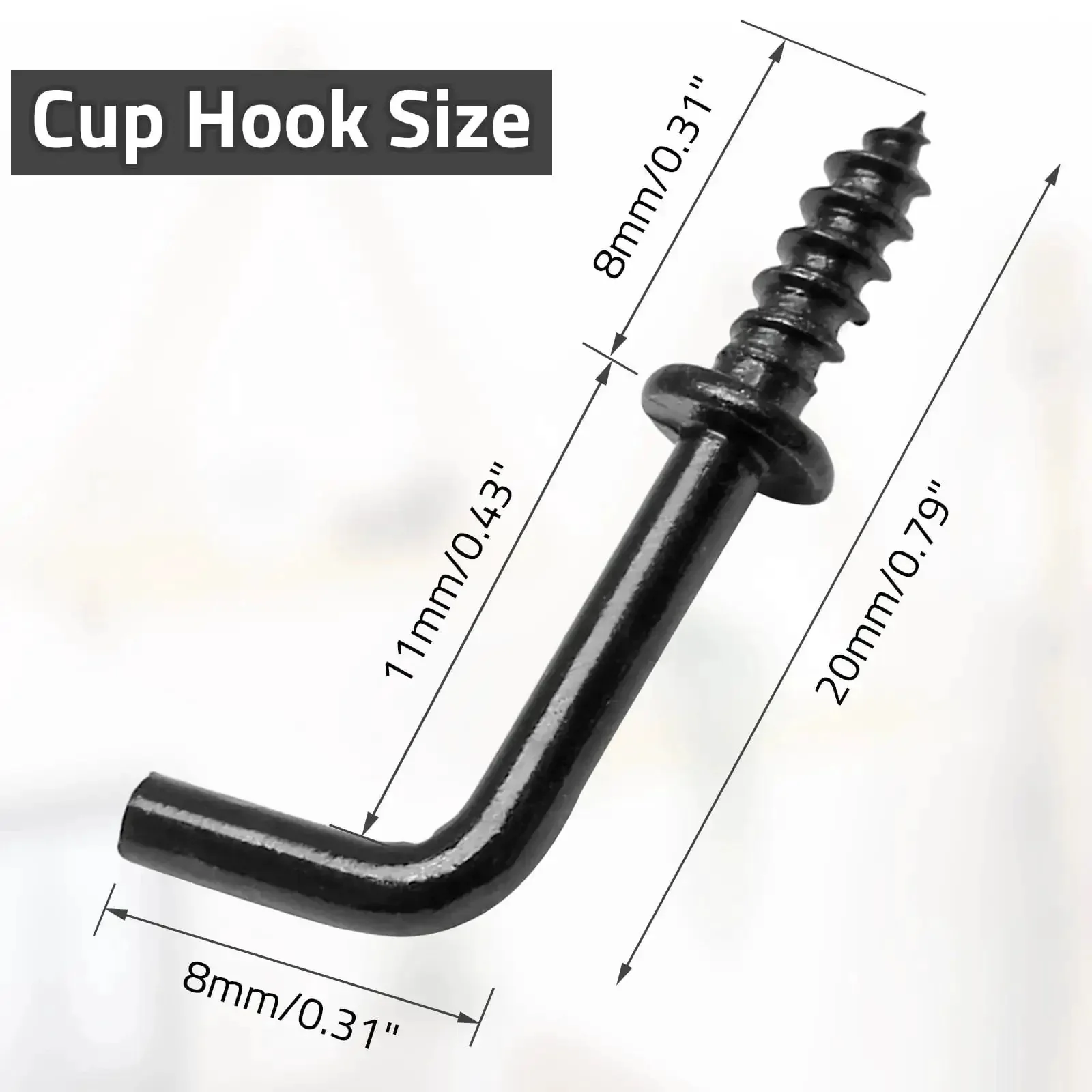 100 Pack Half Inch L Shaped Screw Hooks Right Angle Metal Hooks For Hanging Kitchen And Bedroom Organization Rust Proof Carbon Steel With Strong Load Capacity For Versatile Home Organization - Image 6