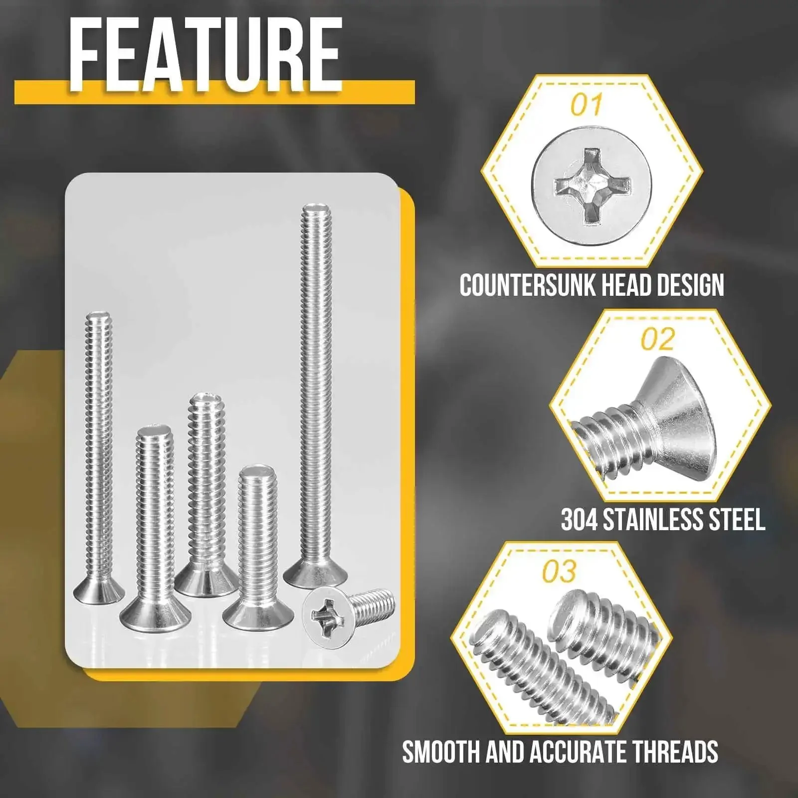 100 Pack M3 Flat Head Machine Screws, 3mm Diameter, 0.5mm Pitch, 3mm Length, Phillips Countersunk, 304 Stainless Steel, Silver - Reliable Hardware for Electronics, Machinery, and DIY Projects - Image 5