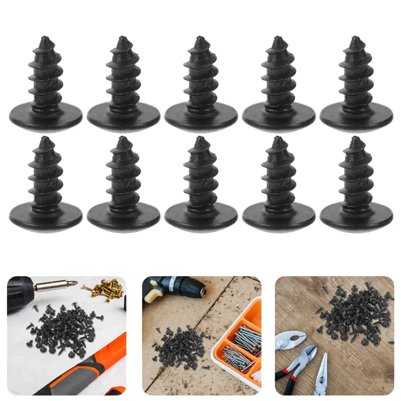 100 Pack M4 X 10mm Iron Screws Set For Home Improvement And Furniture Projects, Oxidized Carbon Steel Fasteners With Deep Threads For Cabinets, Woodworking And Small Metal Repairs - Image 2