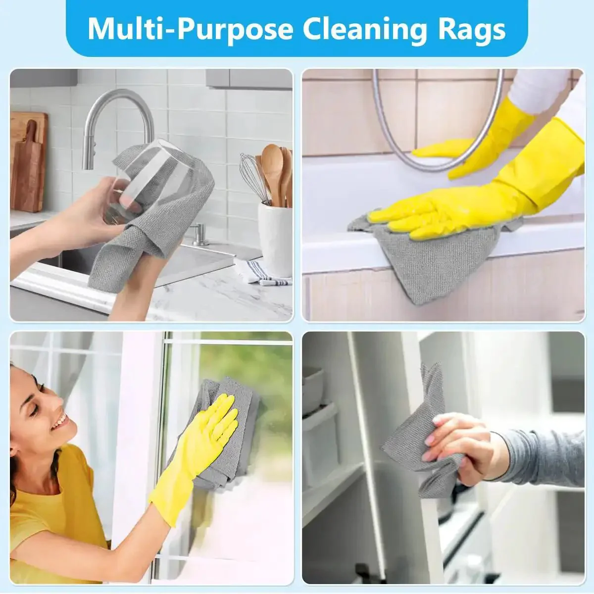 100 Pack Microfiber Cleaning Cloths Dispenser Box Lint Free Ultra Absorbent Reusable Rags For Home Kitchen Car Garage Shop 11 By 9 Inches Grey Streak Free Finish For Glass Stainless Steel Auto Interiors - Image 8