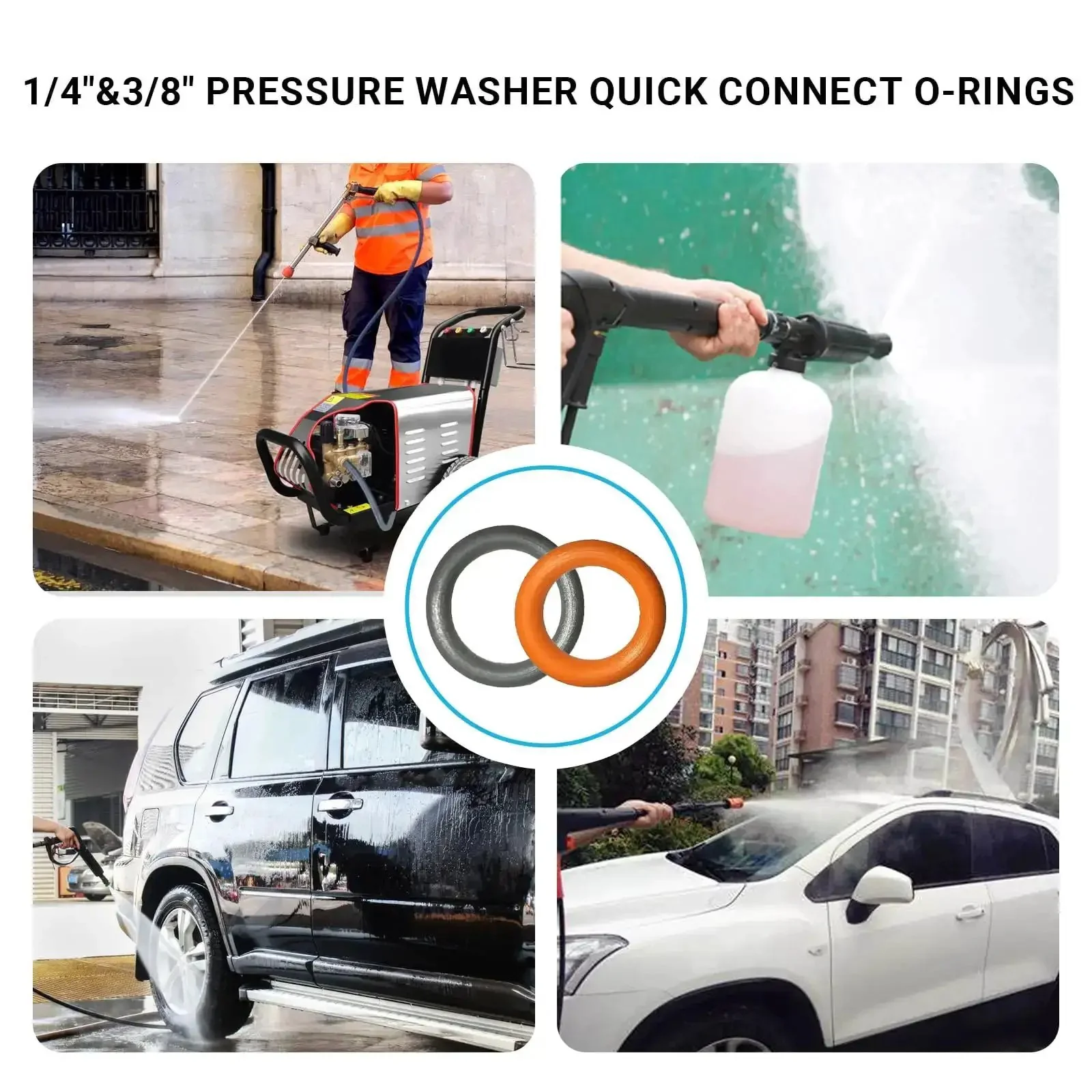 100 Pack Pressure Washer O Ring Seal Kit For DIYers And Pros, Includes 50 Orange O Rings For 1/4 Inch Quick Connect Fittings (3/8 Inch ID) And 50 Gray O Rings For 3/8 Inch Quick Disconnect Couplers (1/2 Inch ID) M22 14mm QD Compatible - Image 4